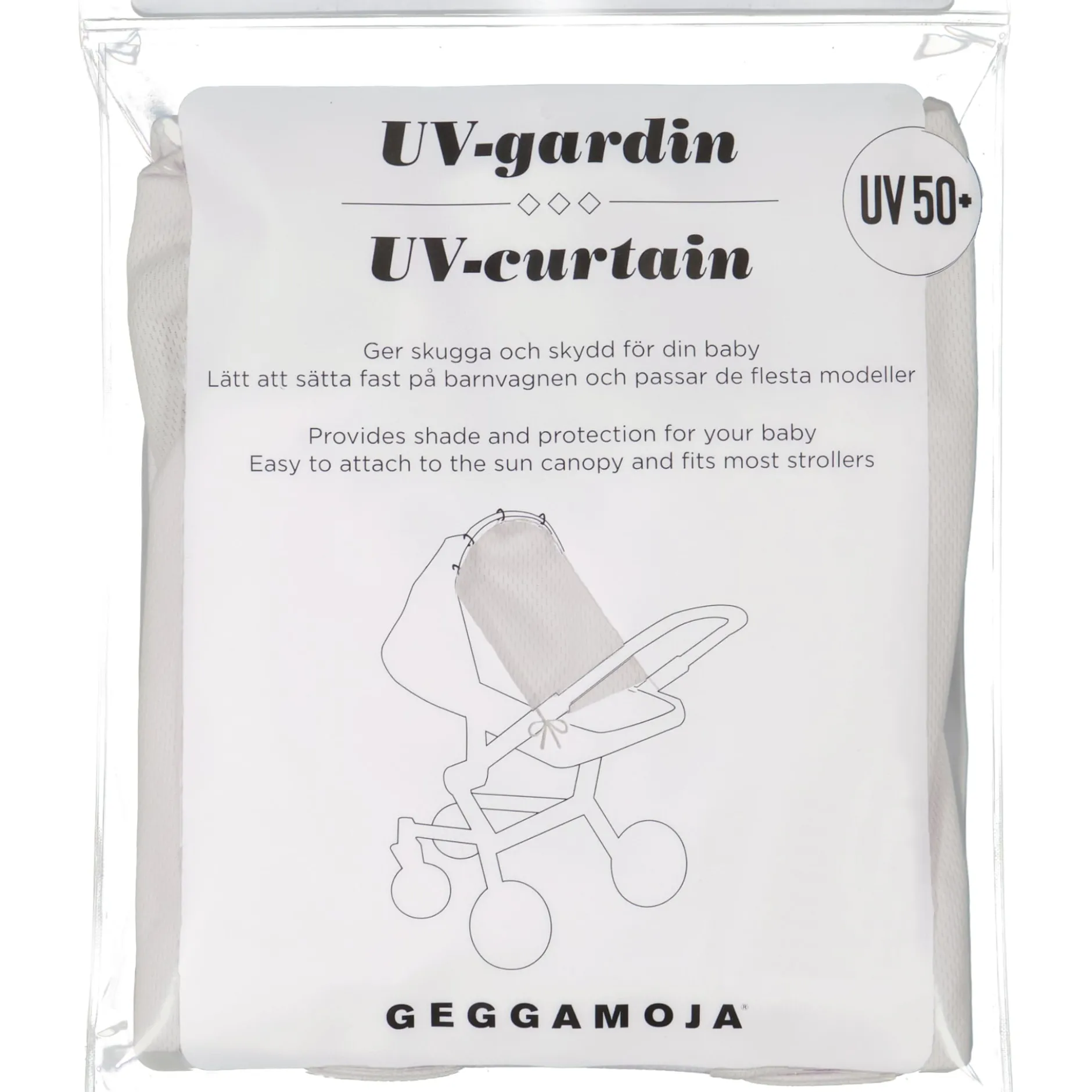 Geggamoja UV-Gardin Barnvagn Vit One Size UV50 +