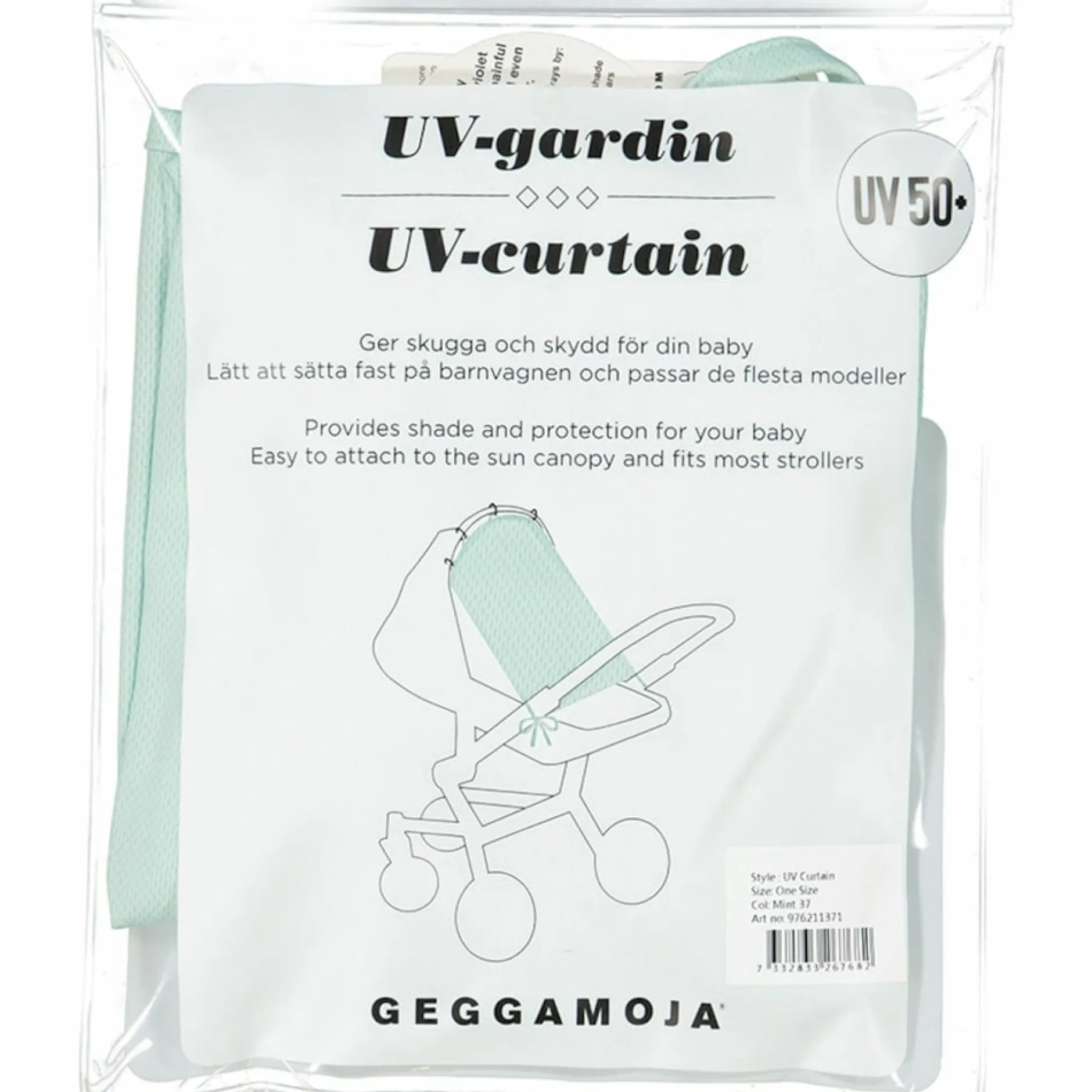 Geggamoja UV-Gardin Barnvagn Mint One Size UV50 +