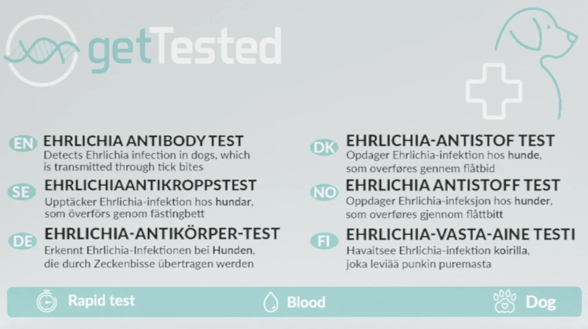 Get Tested Ehrlichia-antikroppstest för hundar 1 st