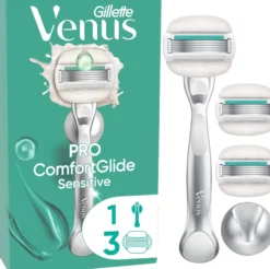 Gillette Venus Pro ComfortGlide Sensitive Rakhyvel med 3 st rakblad och duschhållare