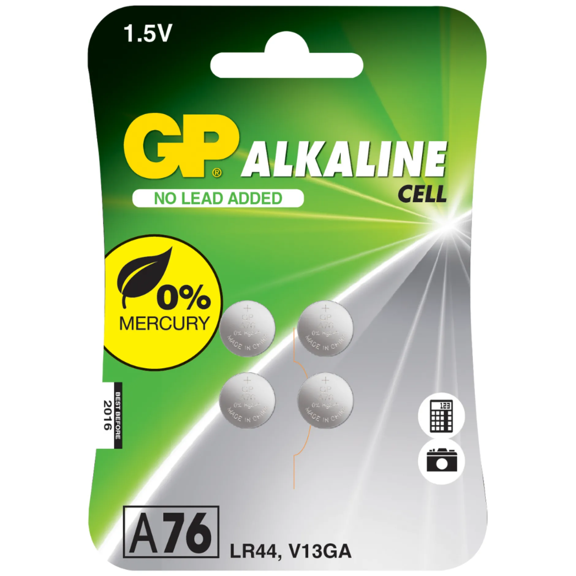 GP Batteries knappcell 1,5V A76/LR44 4 st