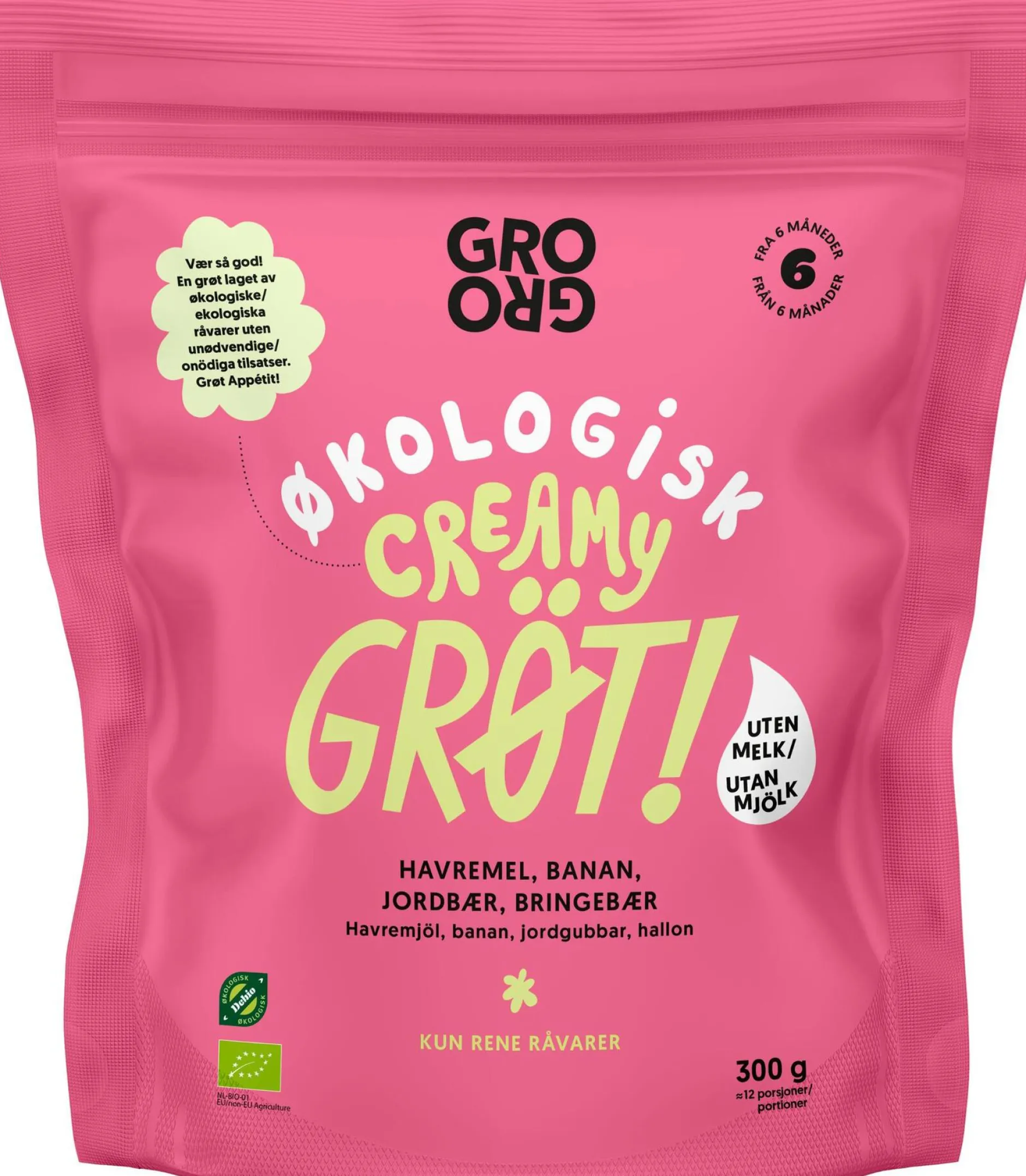 Grogro Gröt Banan Hallon 6 månader