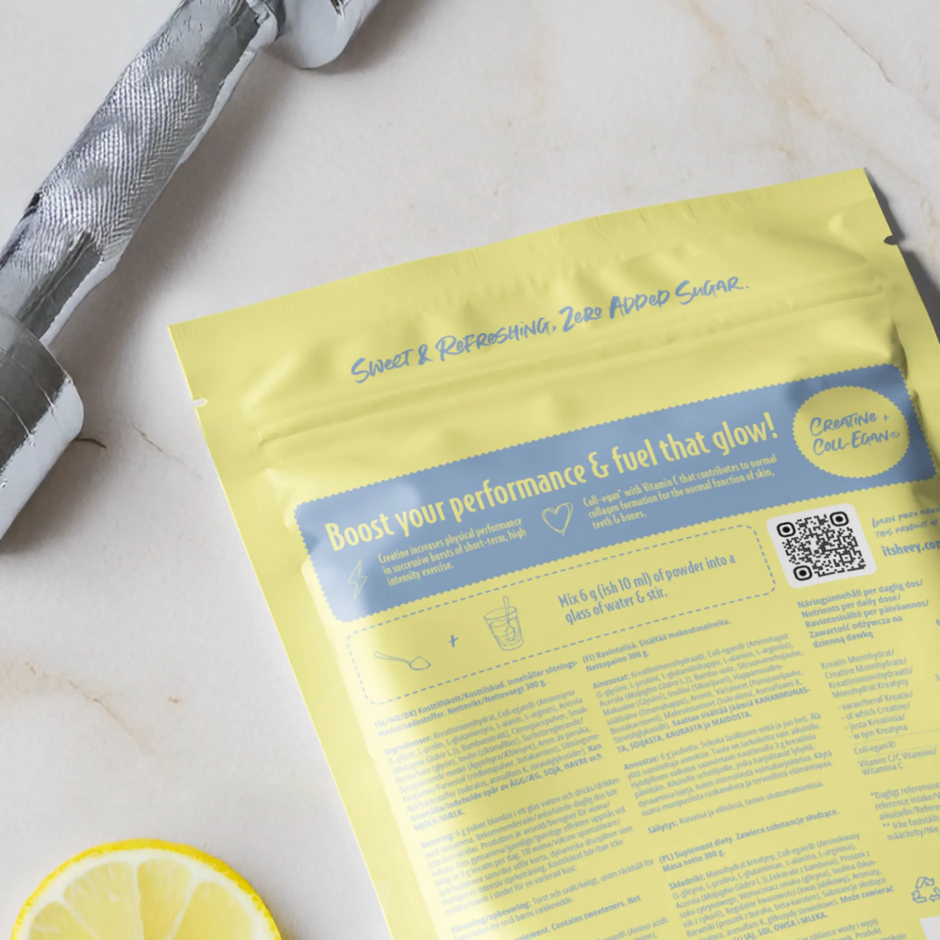 Heey! Boost & Glow Creatine + Collegan® Lemon 300 g