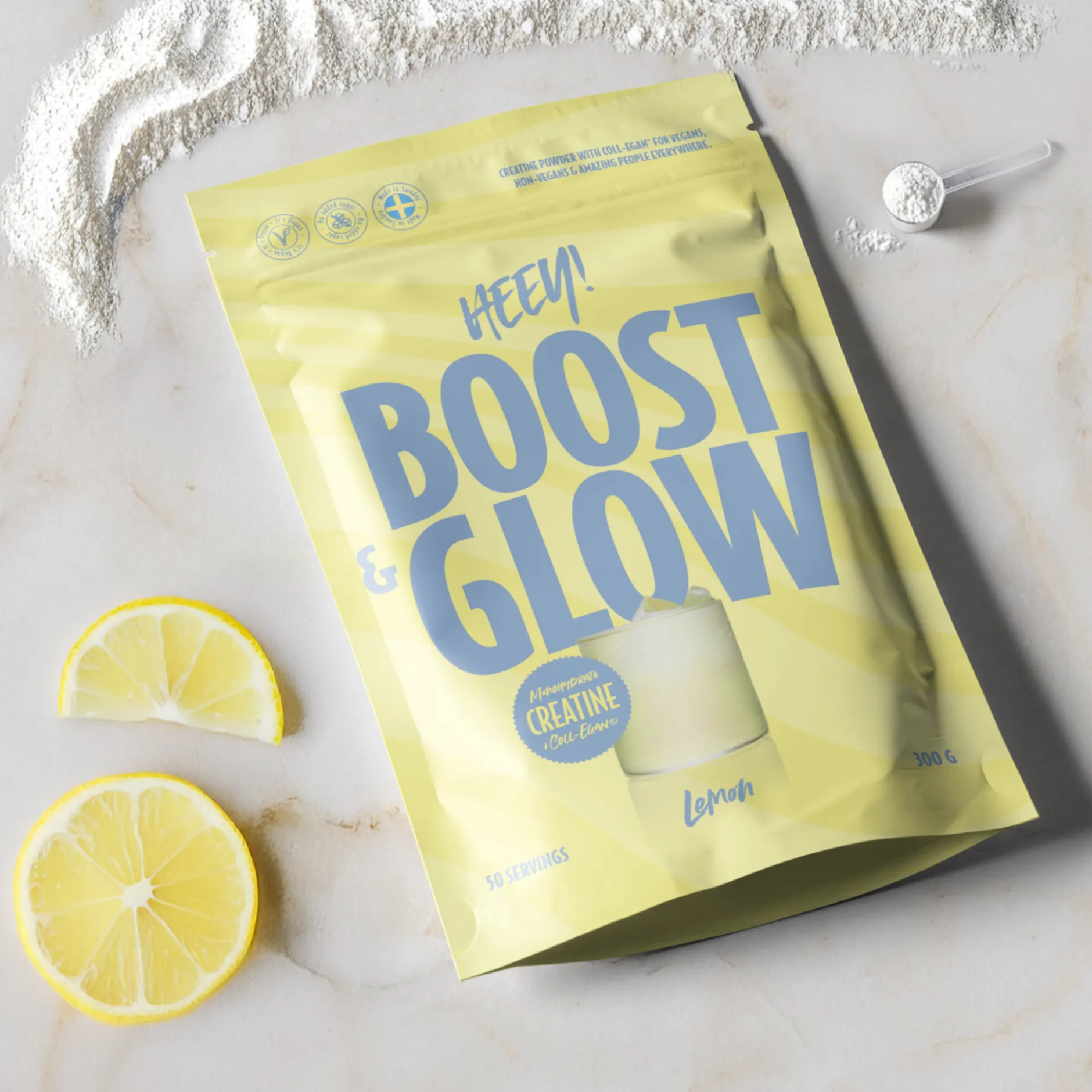 Heey! Boost & Glow Creatine + Collegan® Lemon 300 g