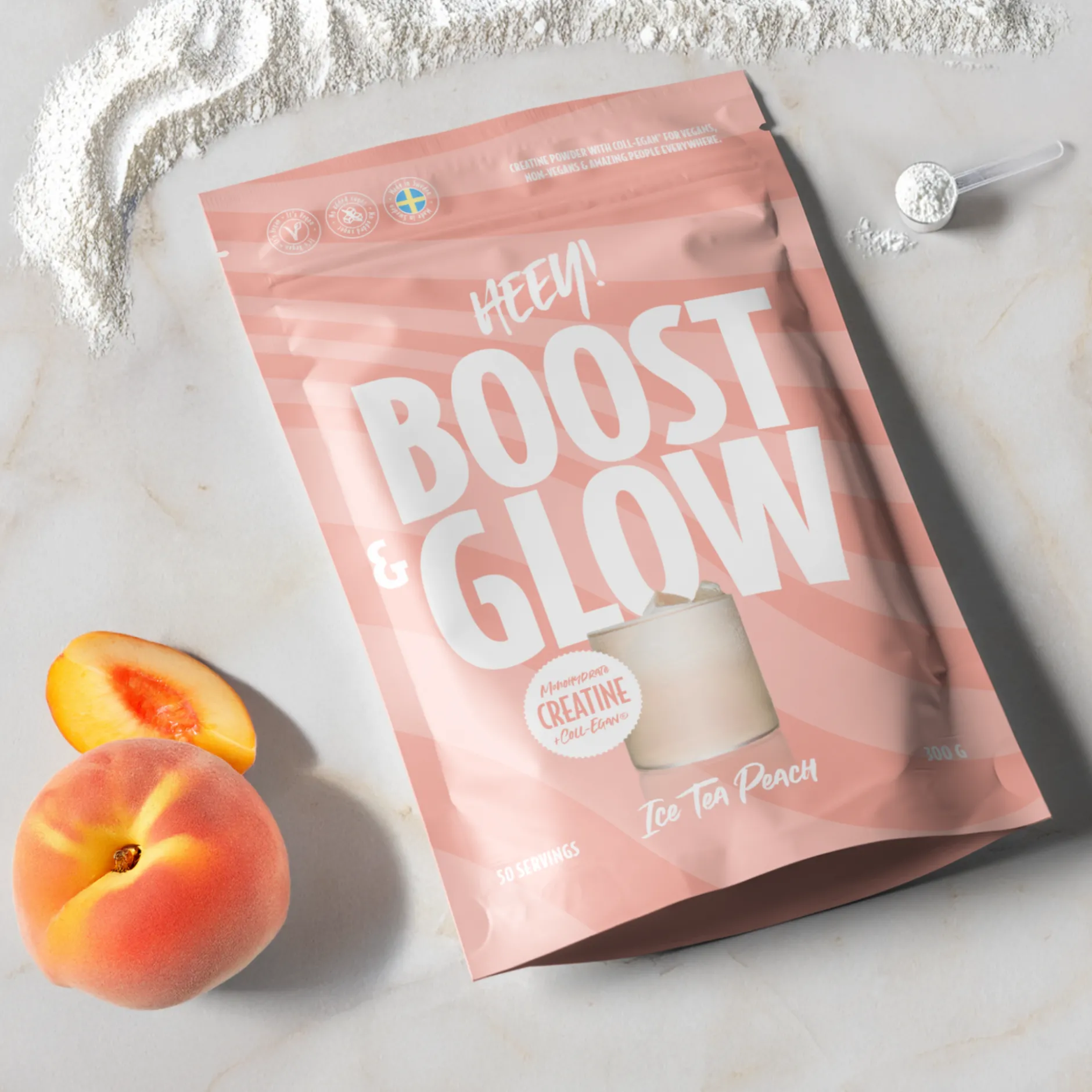 Heey! Boost & Glow Creatine + Collegan® Ice Tea Peach 300 g
