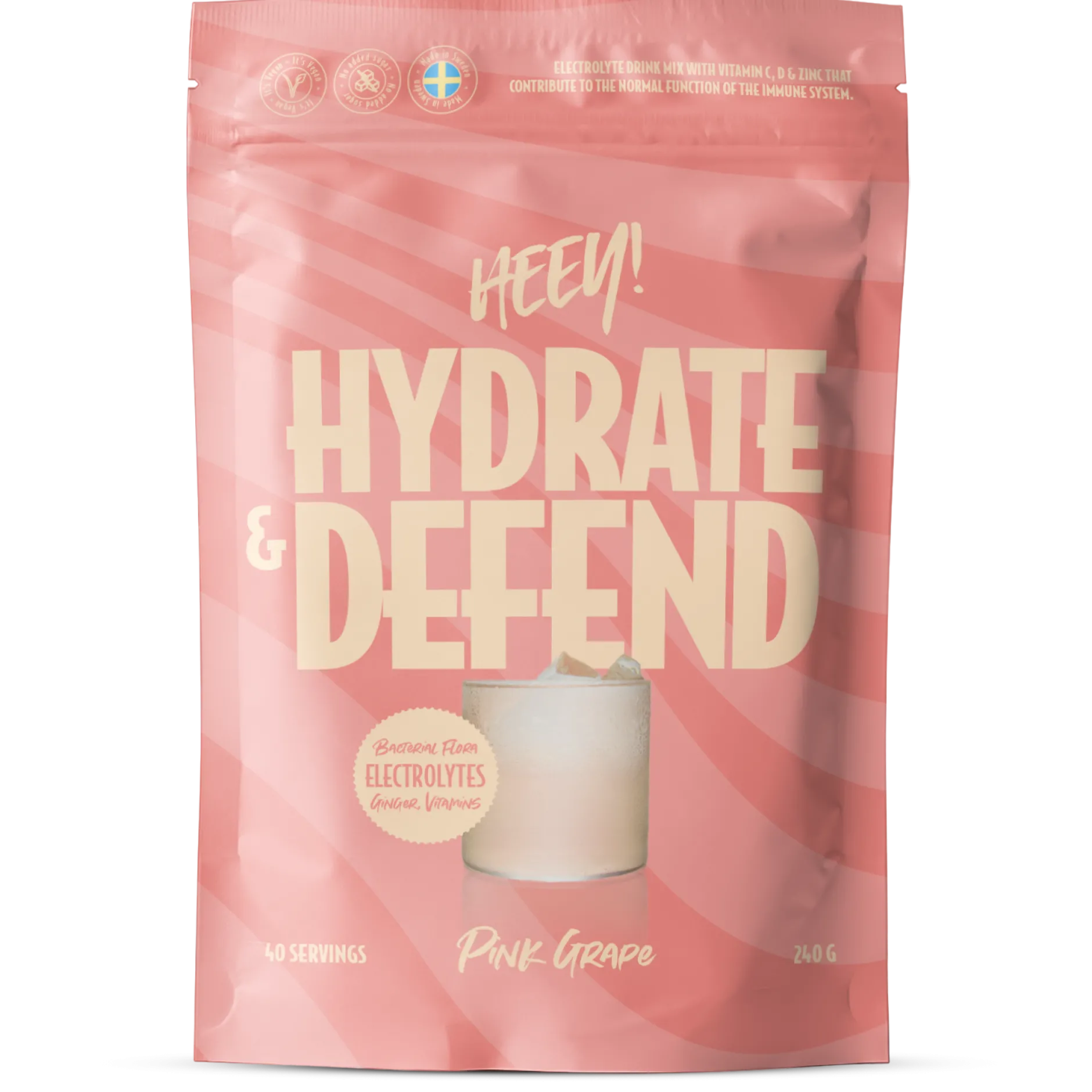 Heey! Hydrate & Defend Electrolytes Pink Grape 240 g