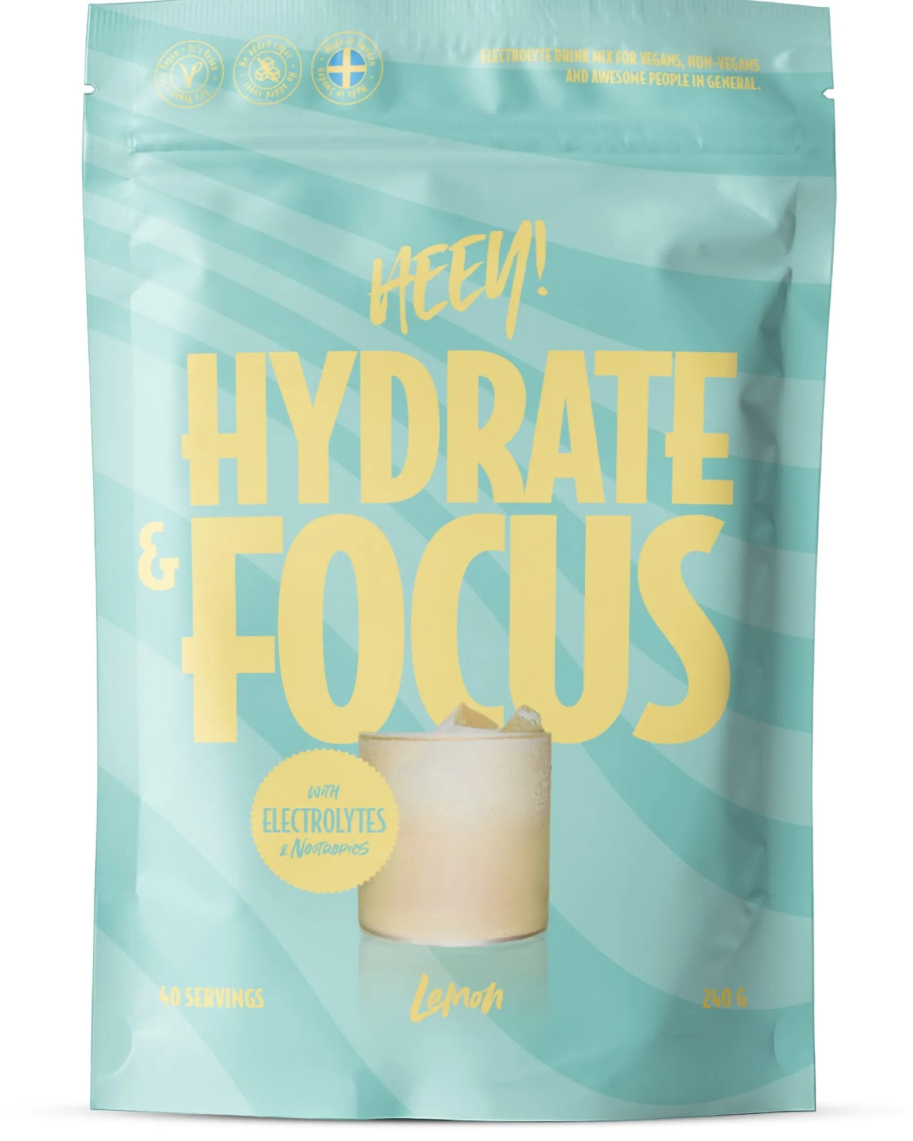 Heey! Hydrate & Focus Elektrolyter + Lions Mane Lemon 240g