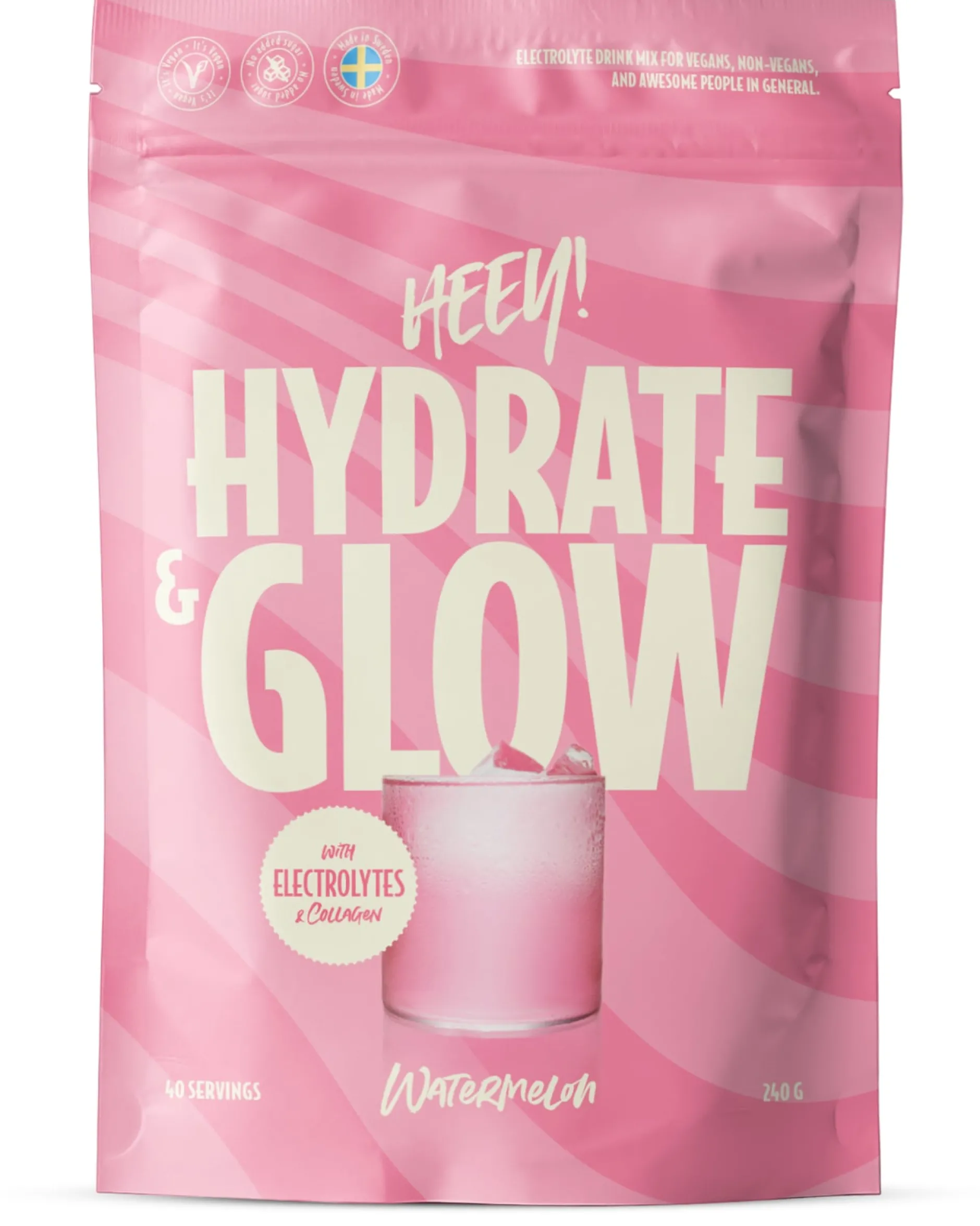 Heey! Hydrate & Glow Elektrolyter + Coll-egan® Vattenmelon 240g