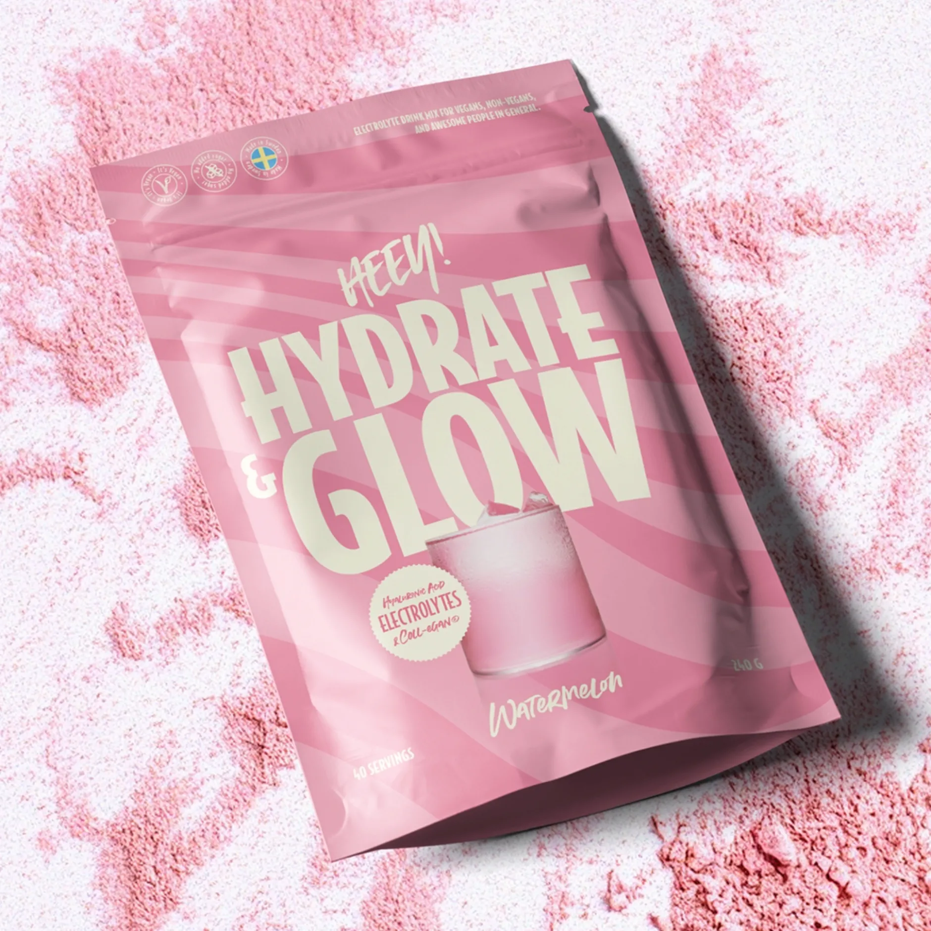 Heey! Hydrate & Glow Elektrolyter + Coll-egan® Vattenmelon 240g