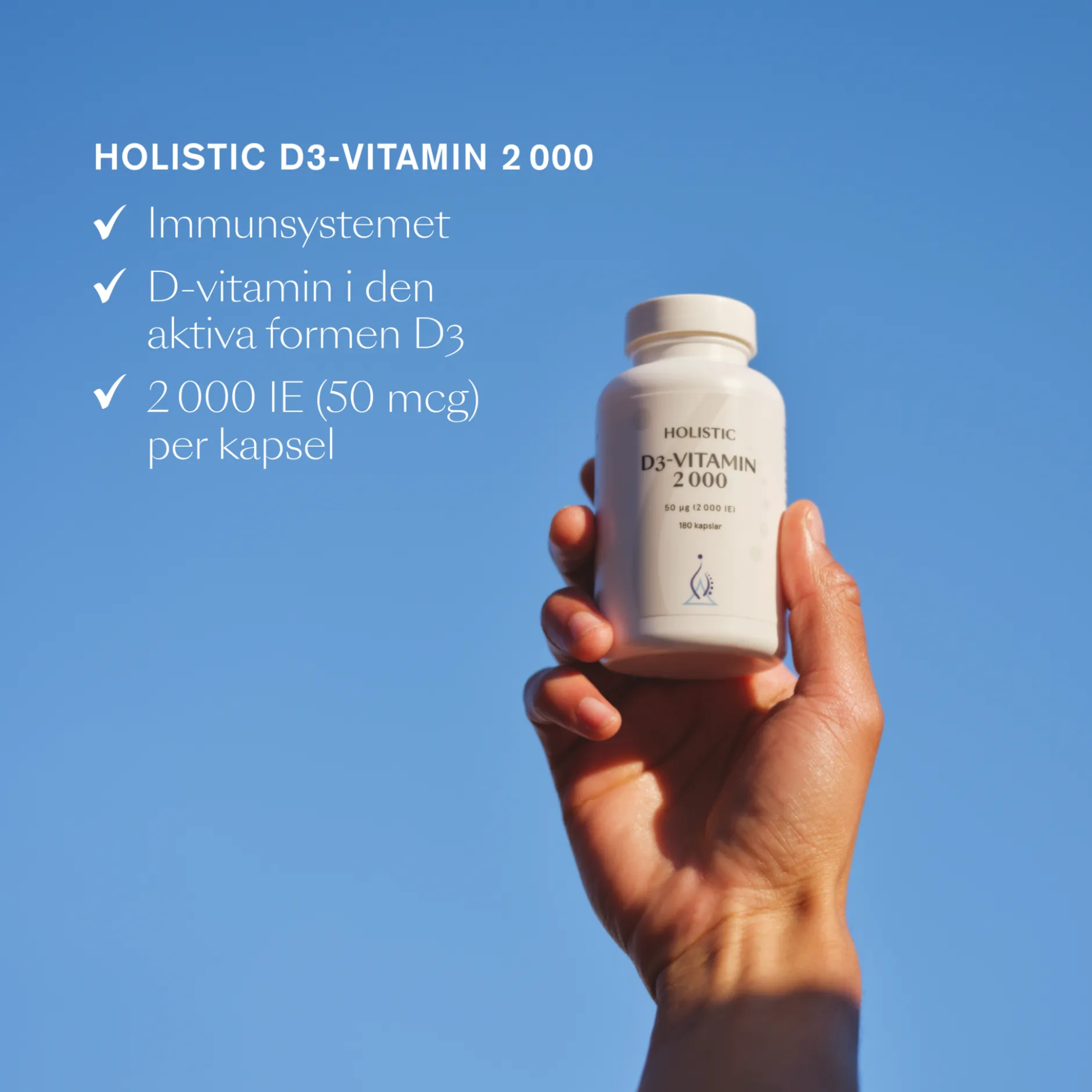 Holistic D3-vitamin 2000IE (50 µg) 180 vegetabiliska kapslar