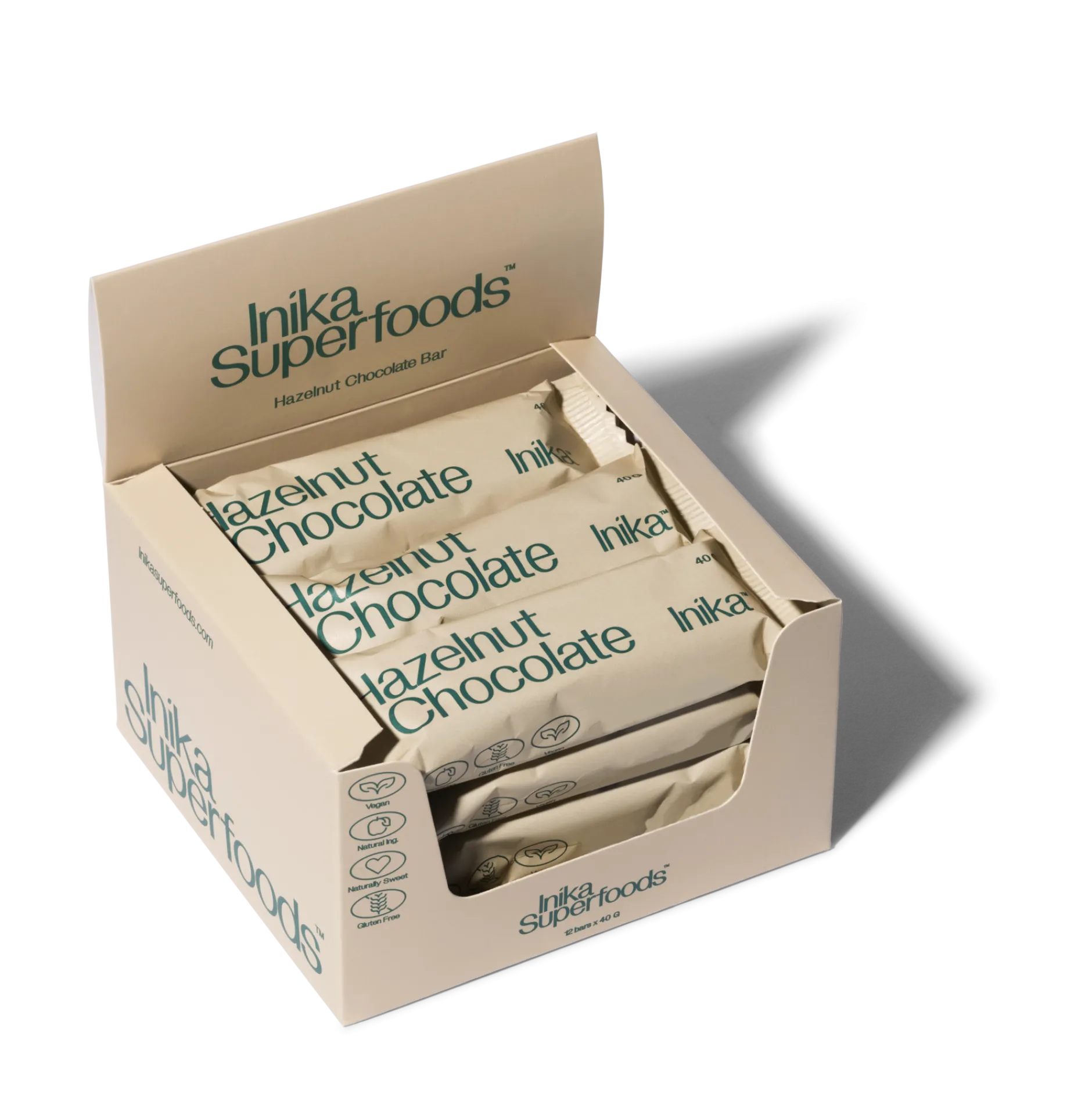 Inika Superfoods Hazelnut Chocolate Bar 12-pack
