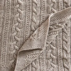 Jack o Juno Knitted Merino Wool Blanket Oatmeal