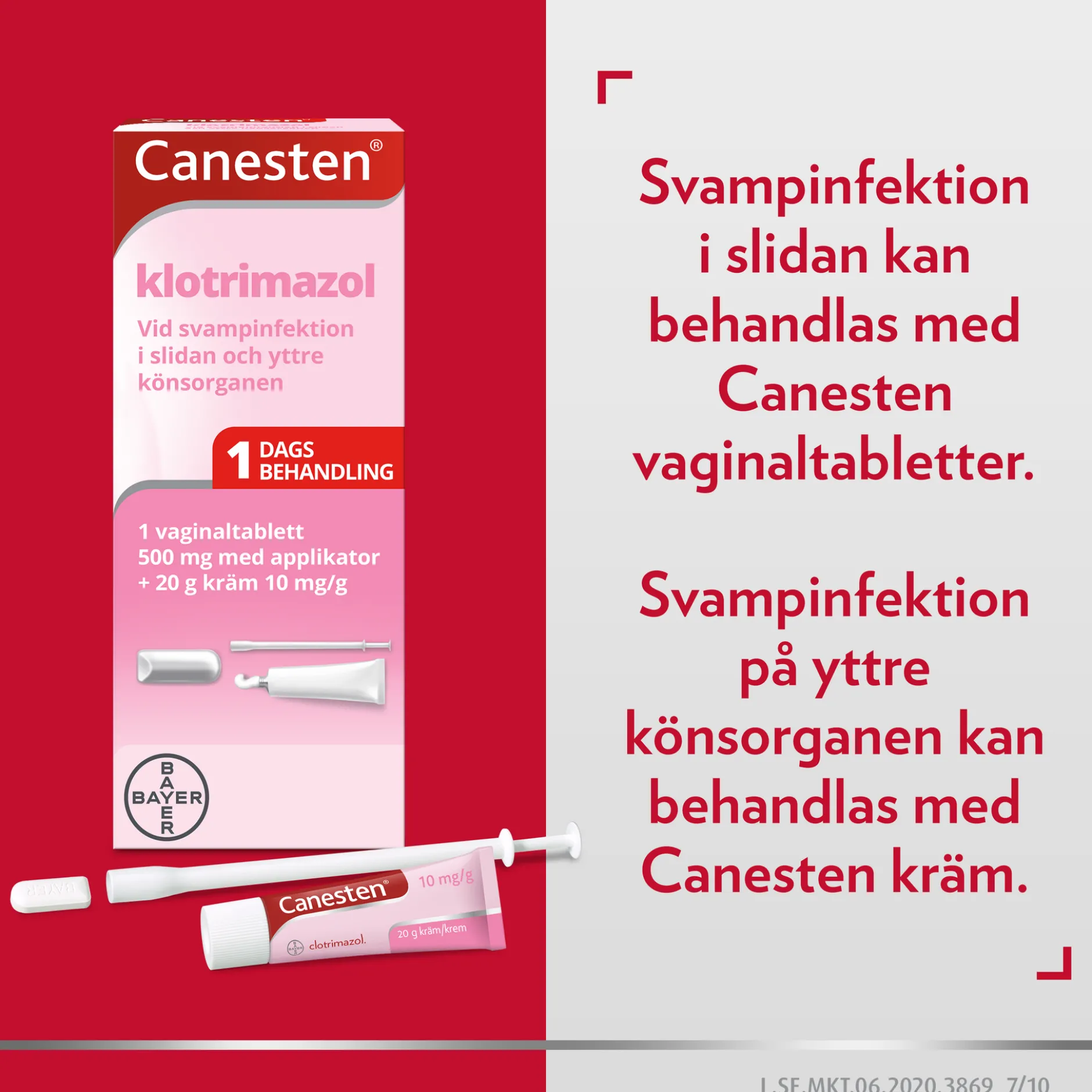 Kombinationsförpackning Vaginaltablett 500 mg 1 st + 20 g Kräm10 mg/g