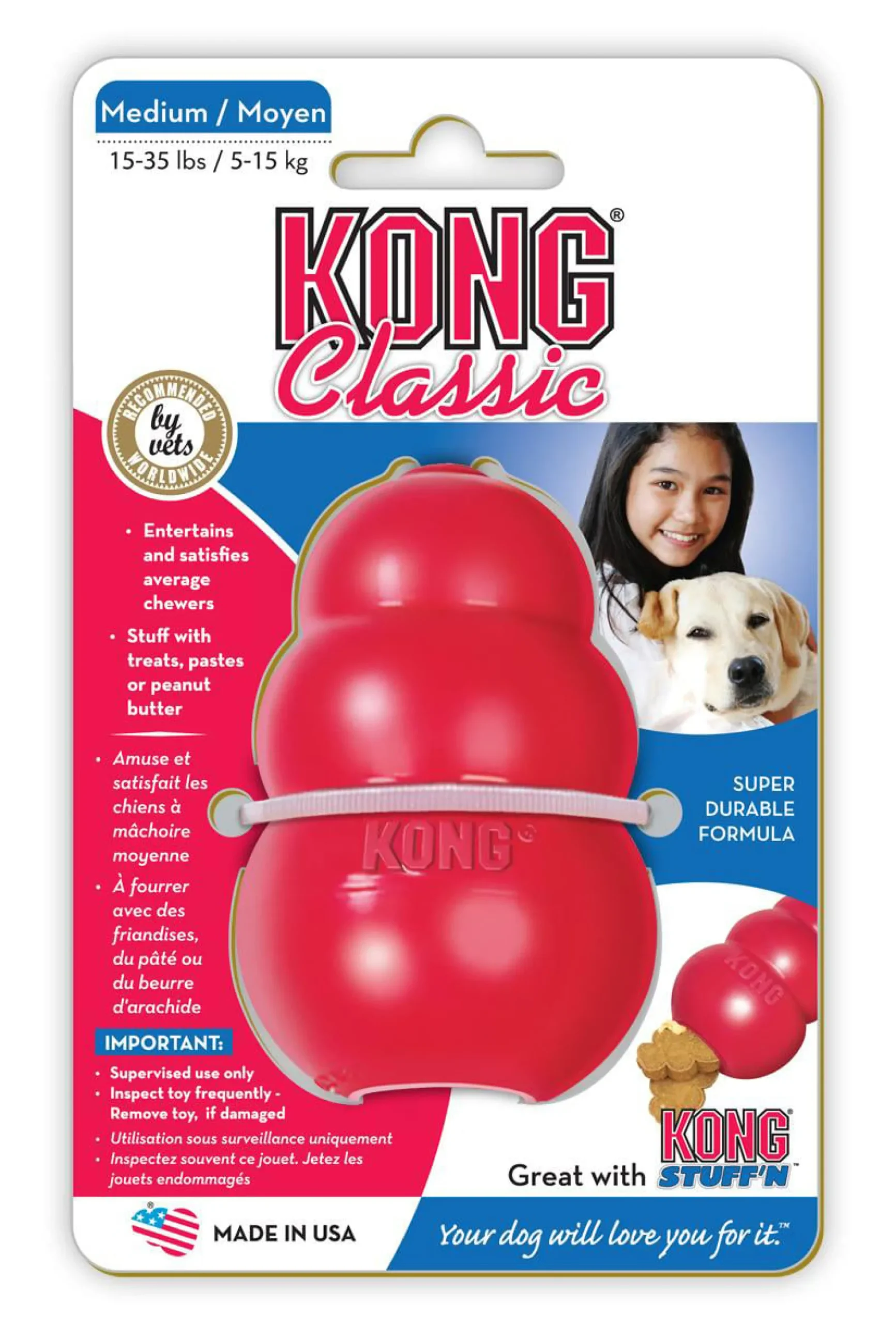 Kong Classic Tugg- och Aktivitetsleksak Medium Röd 1 st