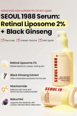 K-Secret SEOUL 1988 Serum : Retinal Liposome 2% + Black Ginseng 30 ml