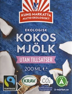 Kung Markatta Kokosmjölk KRAV Fairtrade 200 ml