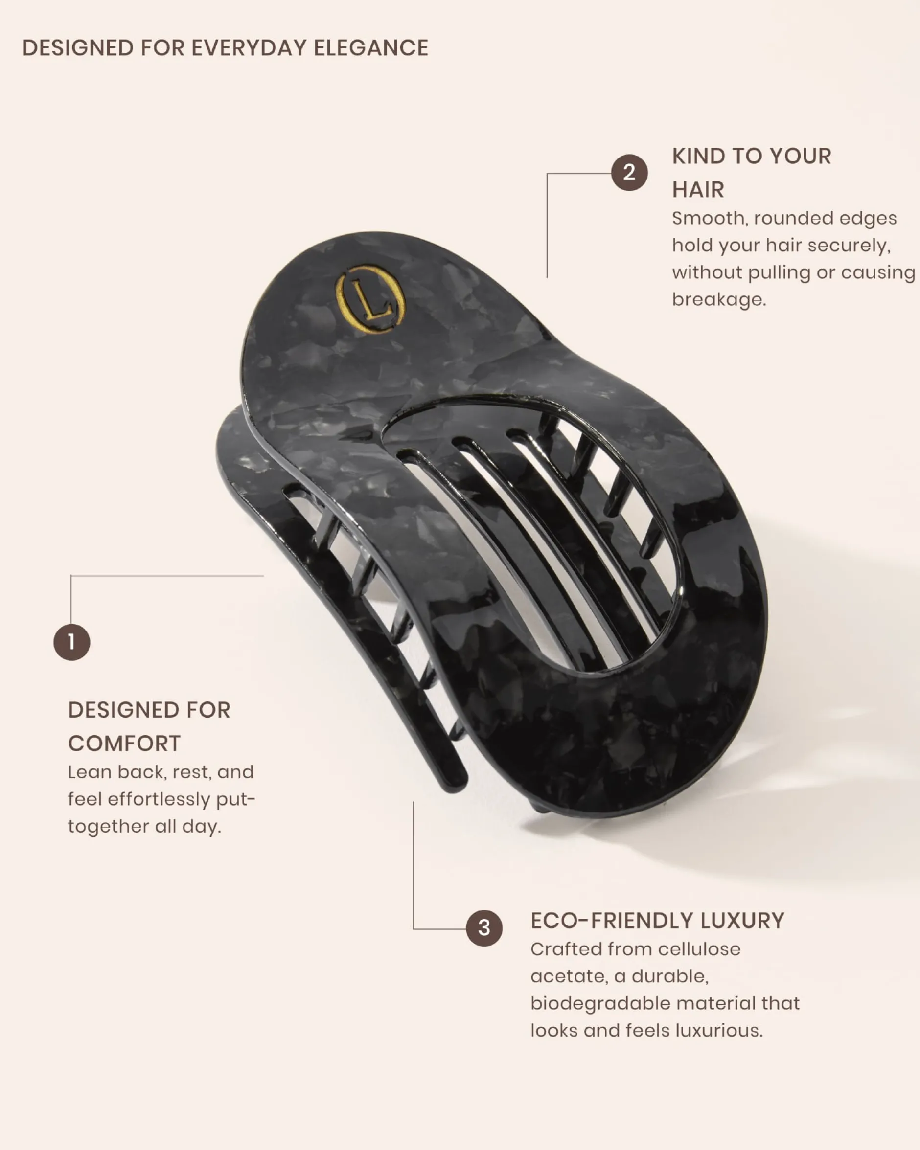 Lenoites Eco Friendly Flat Hair Clip Space Black