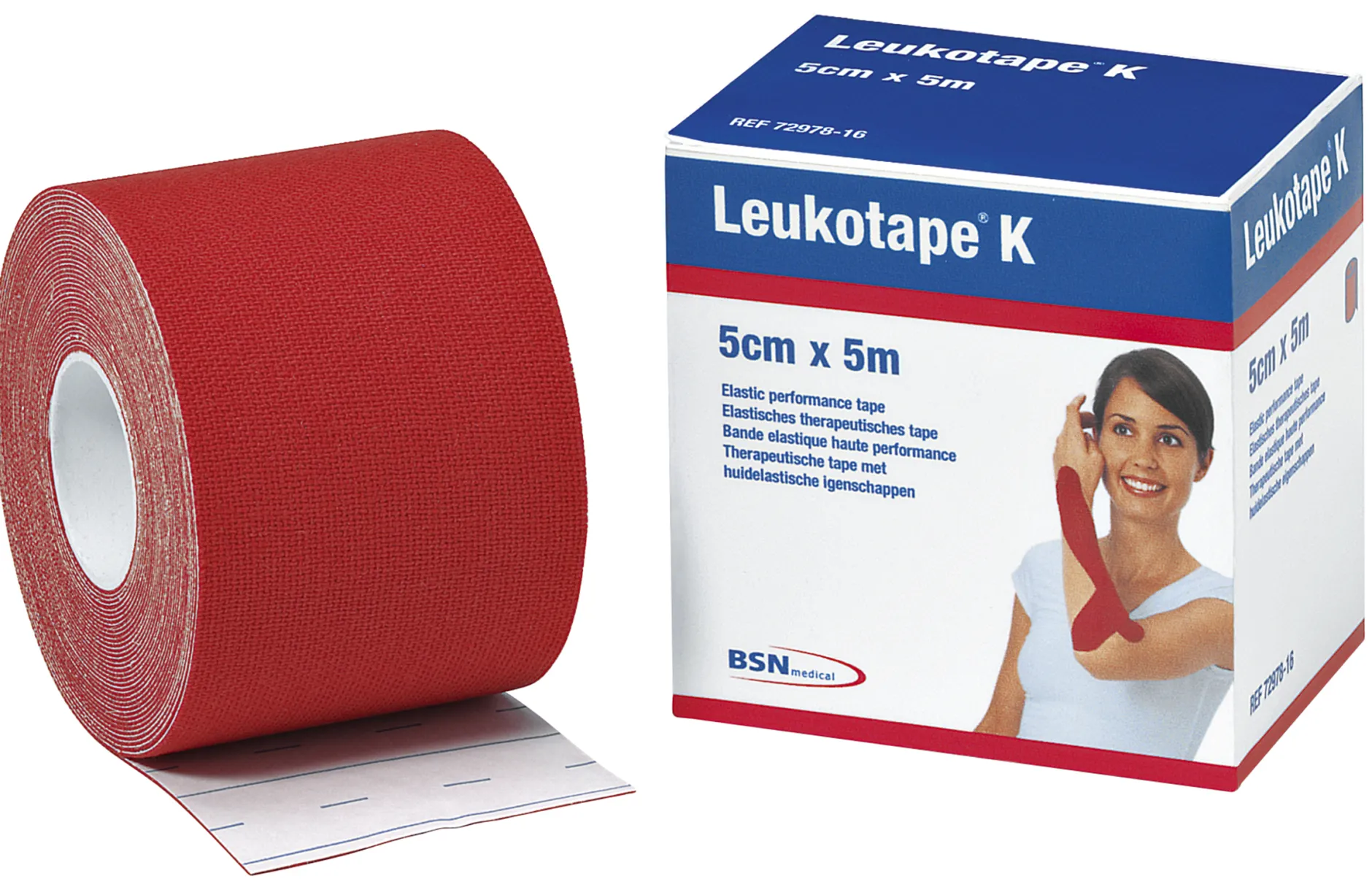 Leukotape K Elastisk kinesiotejp 5 cm röd 1 st