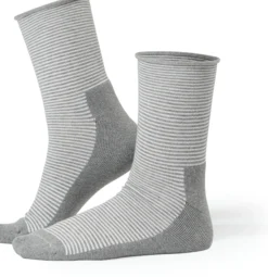 Life Wear Diabetikerstrumpa Bomull Grårandig Stl 40-42