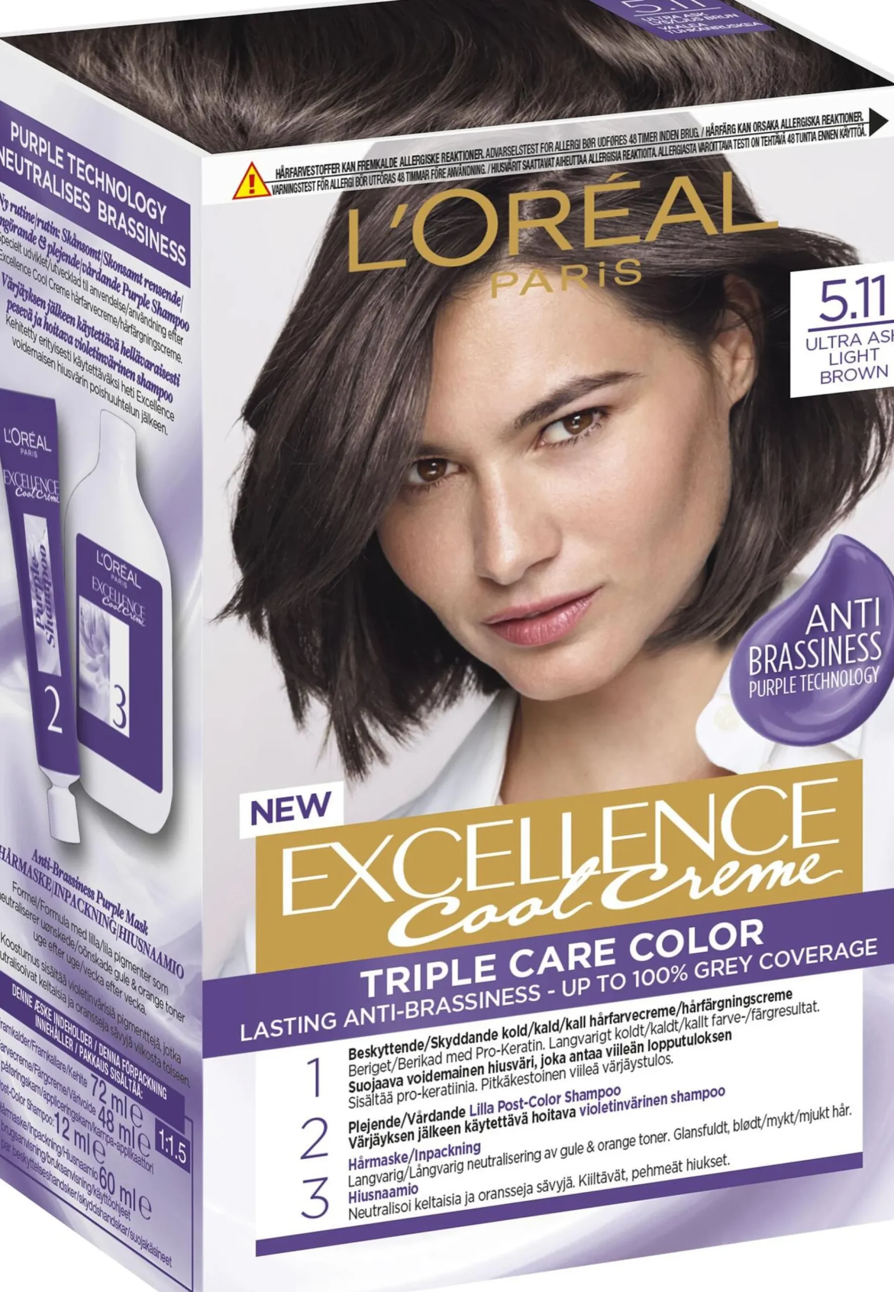 L'Oréal Paris, Excellence Cool Crème permanent hårfärg upp till 100% gråhårstäckning