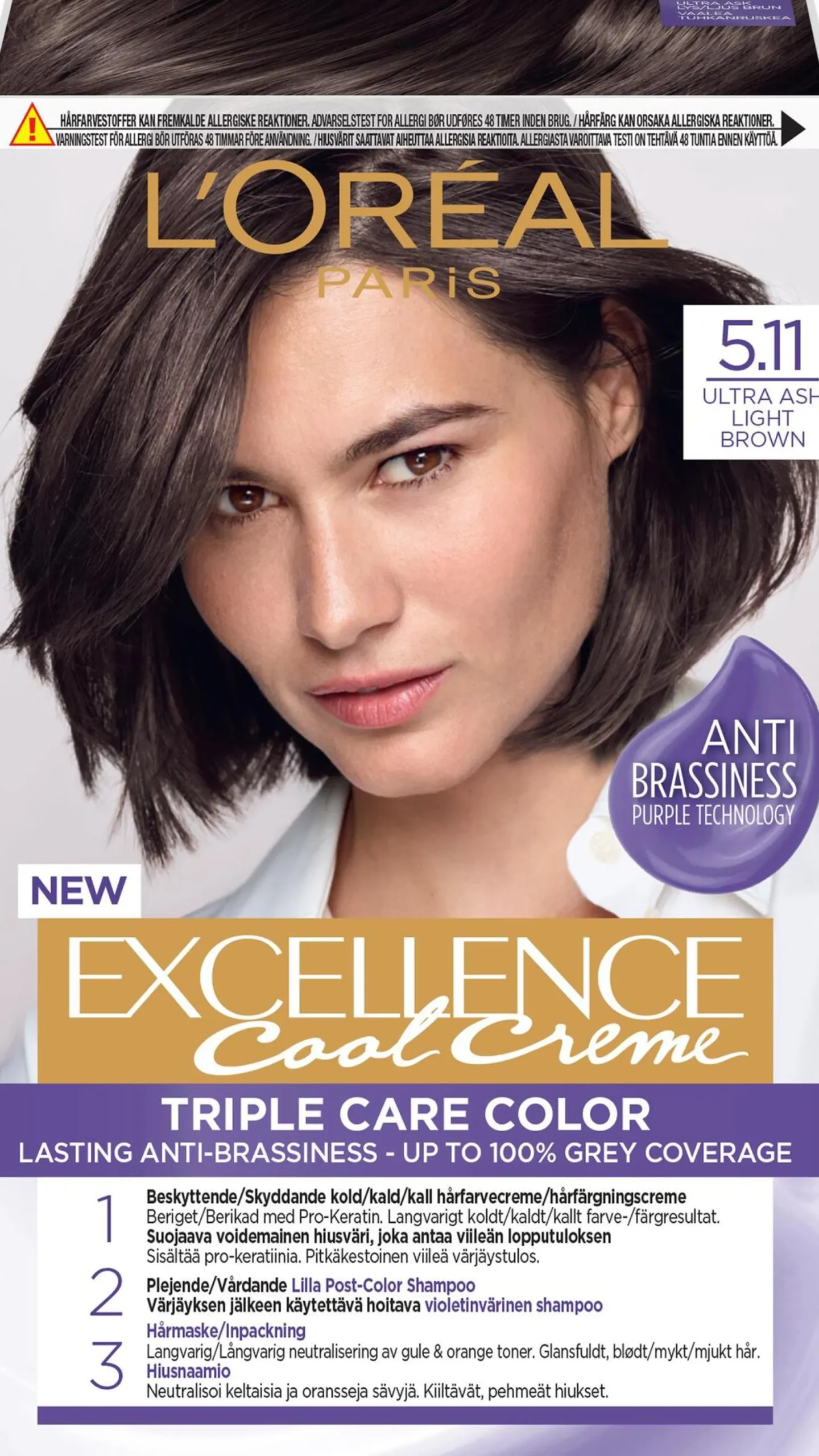 L'Oréal Paris, Excellence Cool Crème permanent hårfärg upp till 100% gråhårstäckning
