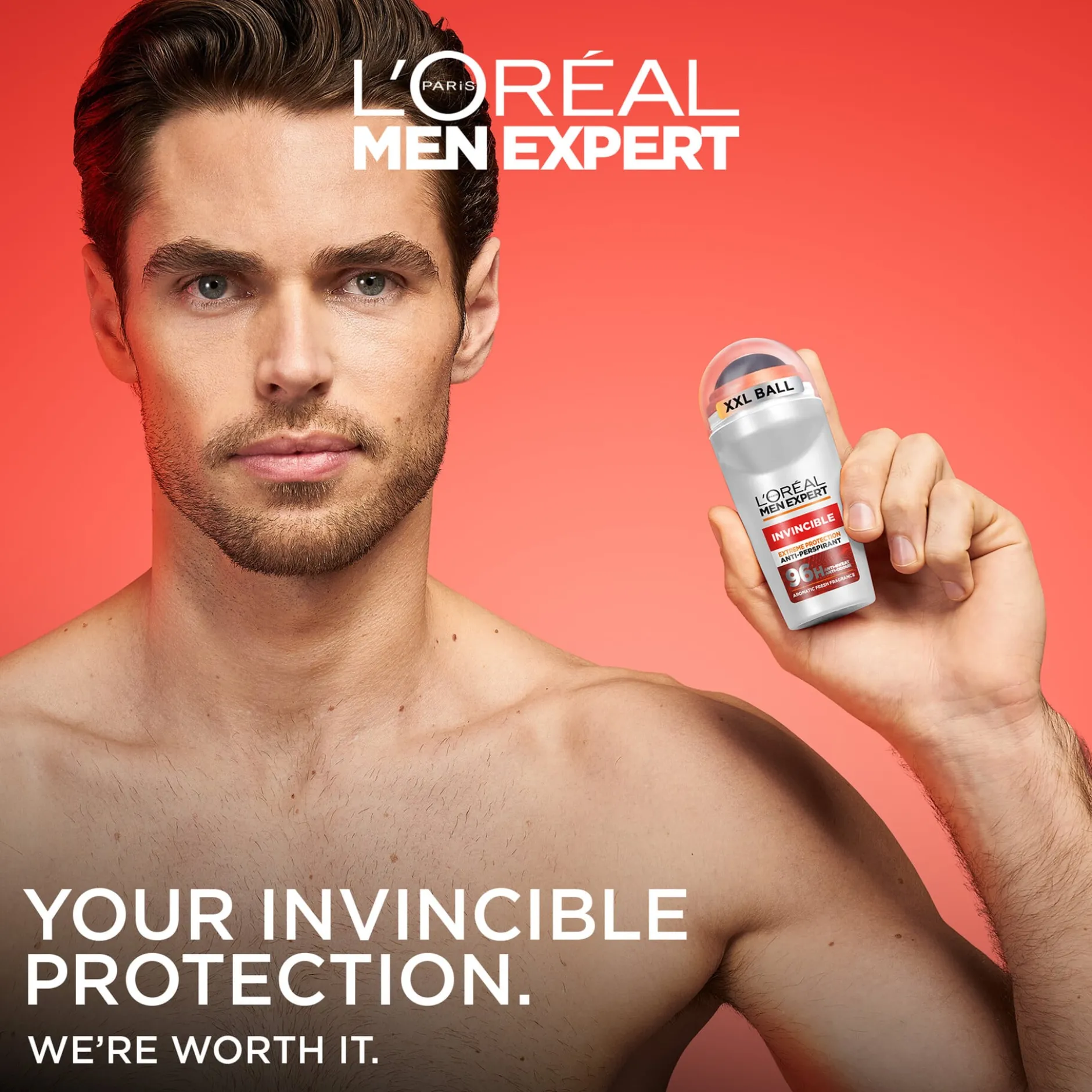 L'Oréal Paris Men Expert Invincible 96H Anti-Perspirant Deodorant Roll On för normal hud 50 ml