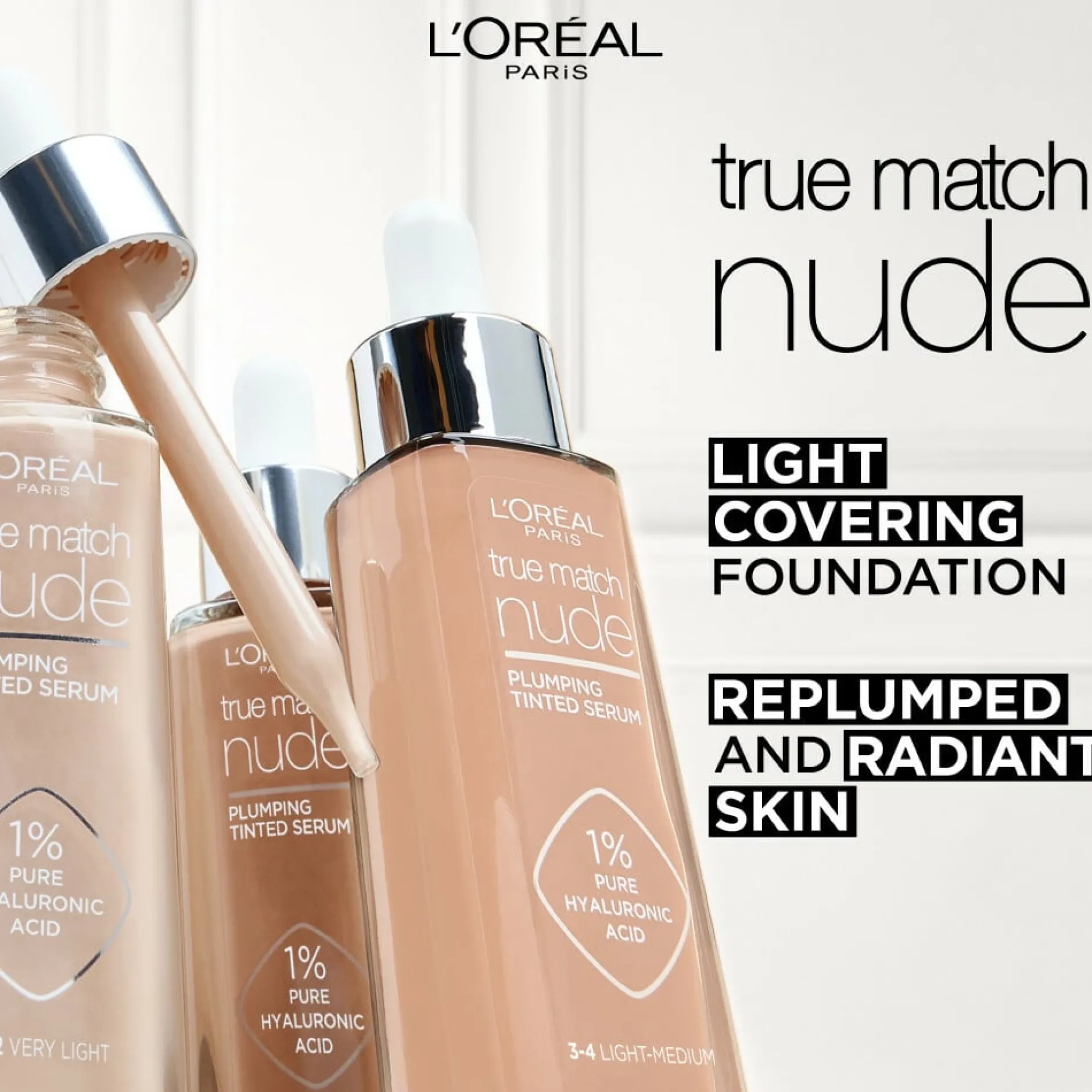 L'Oréal Paris True Match Nude Plumping Tinted Serum 4-5 Medium 30 ml