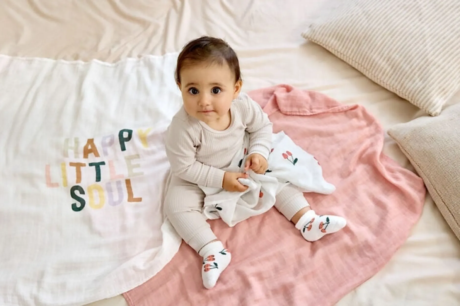 Lässig Mjuk Babyfilt L Happy Fruits Cherry 3-pack