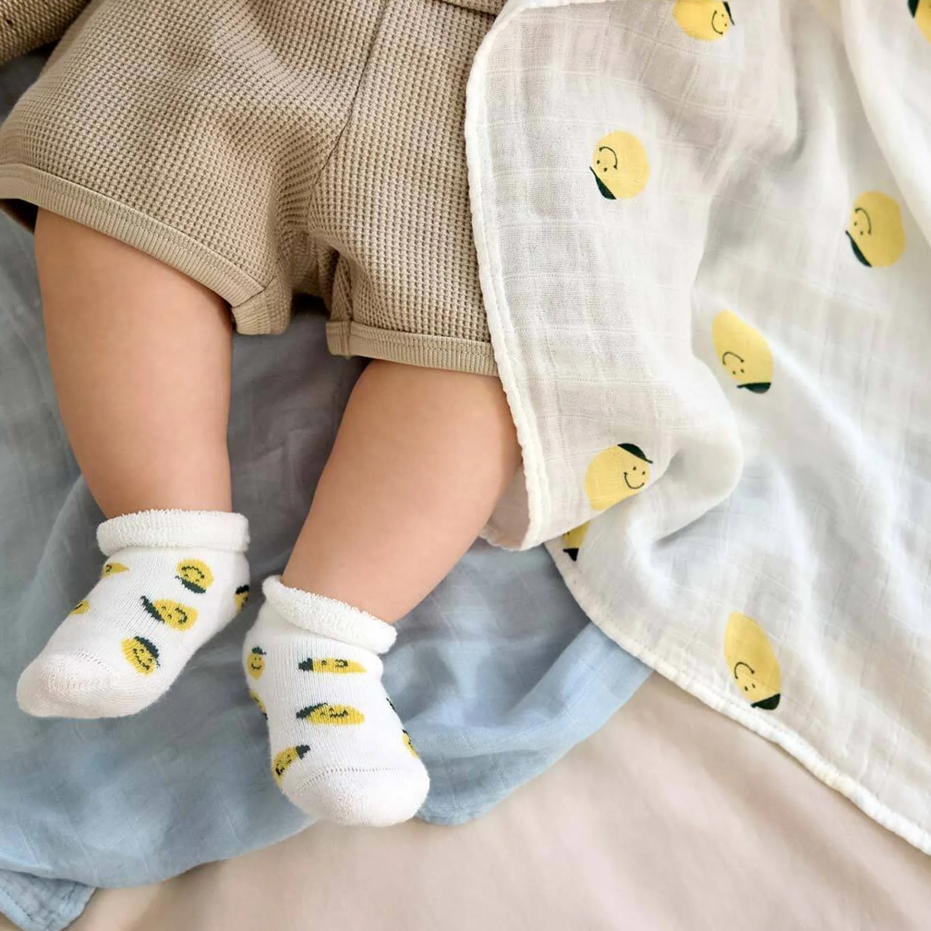Lässig Mjuk Babyfilt L Happy Fruits Lemon 3-pack