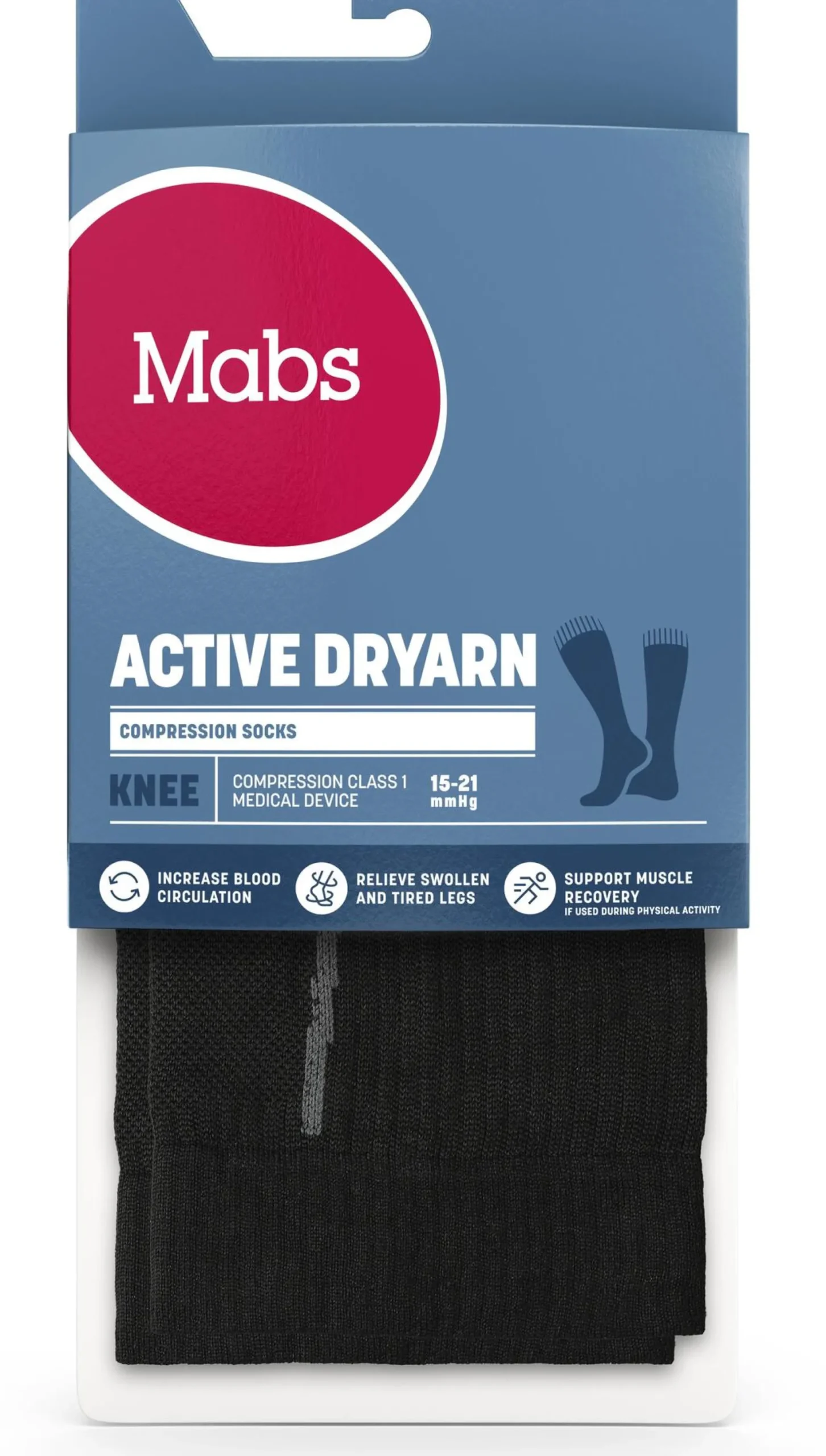 Mabs Comp Active Dryarn Knee Stödstrumpor Black L