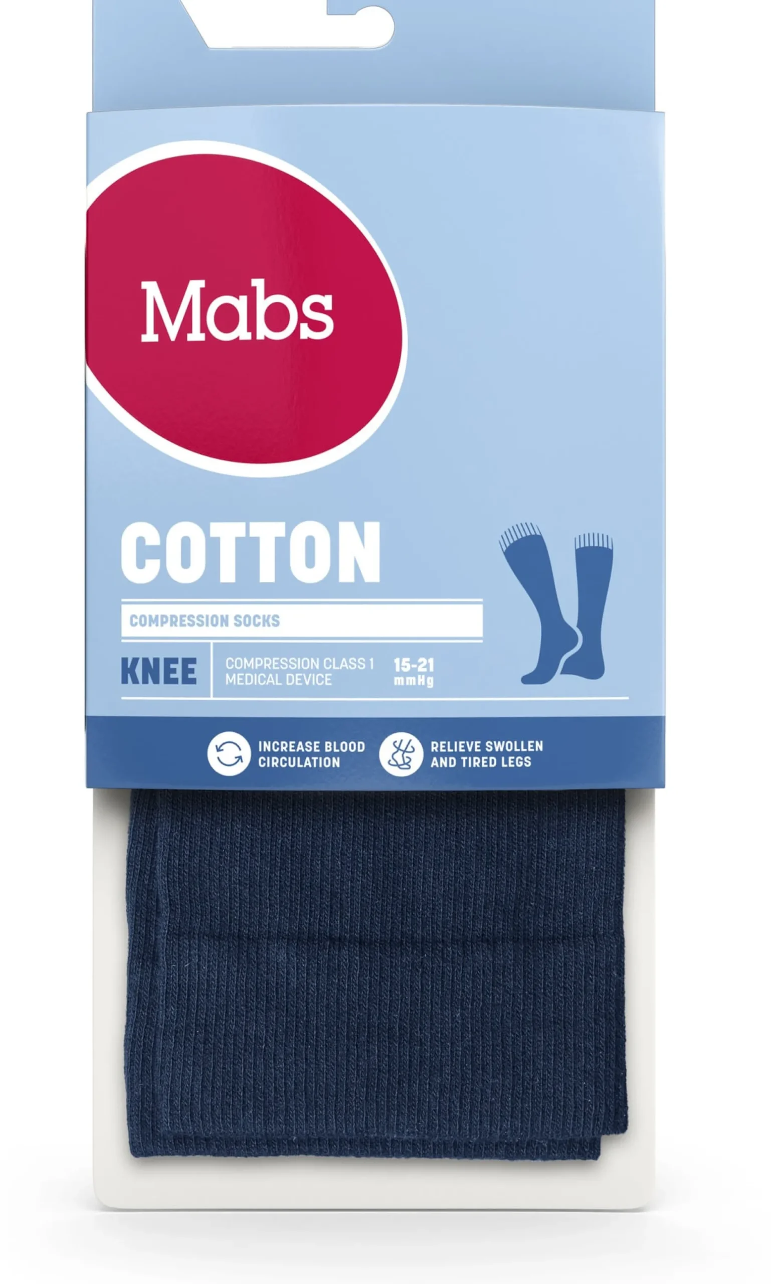 Mabs Cotton Knee Stödstrumpor Navy L