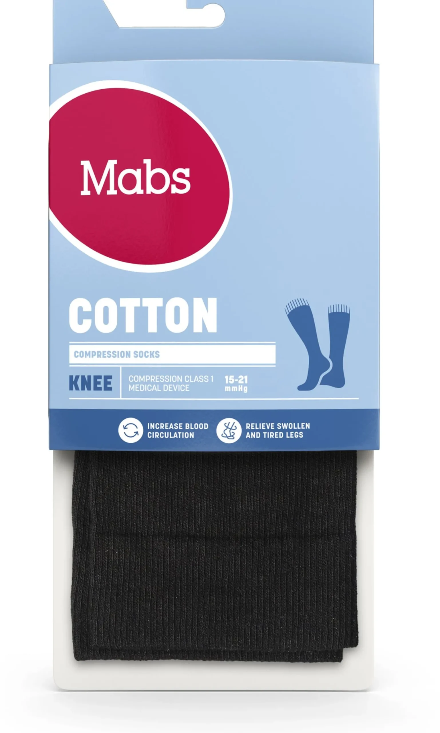 Mabs Cotton Knee Wide Stödstrumpor Black XL
