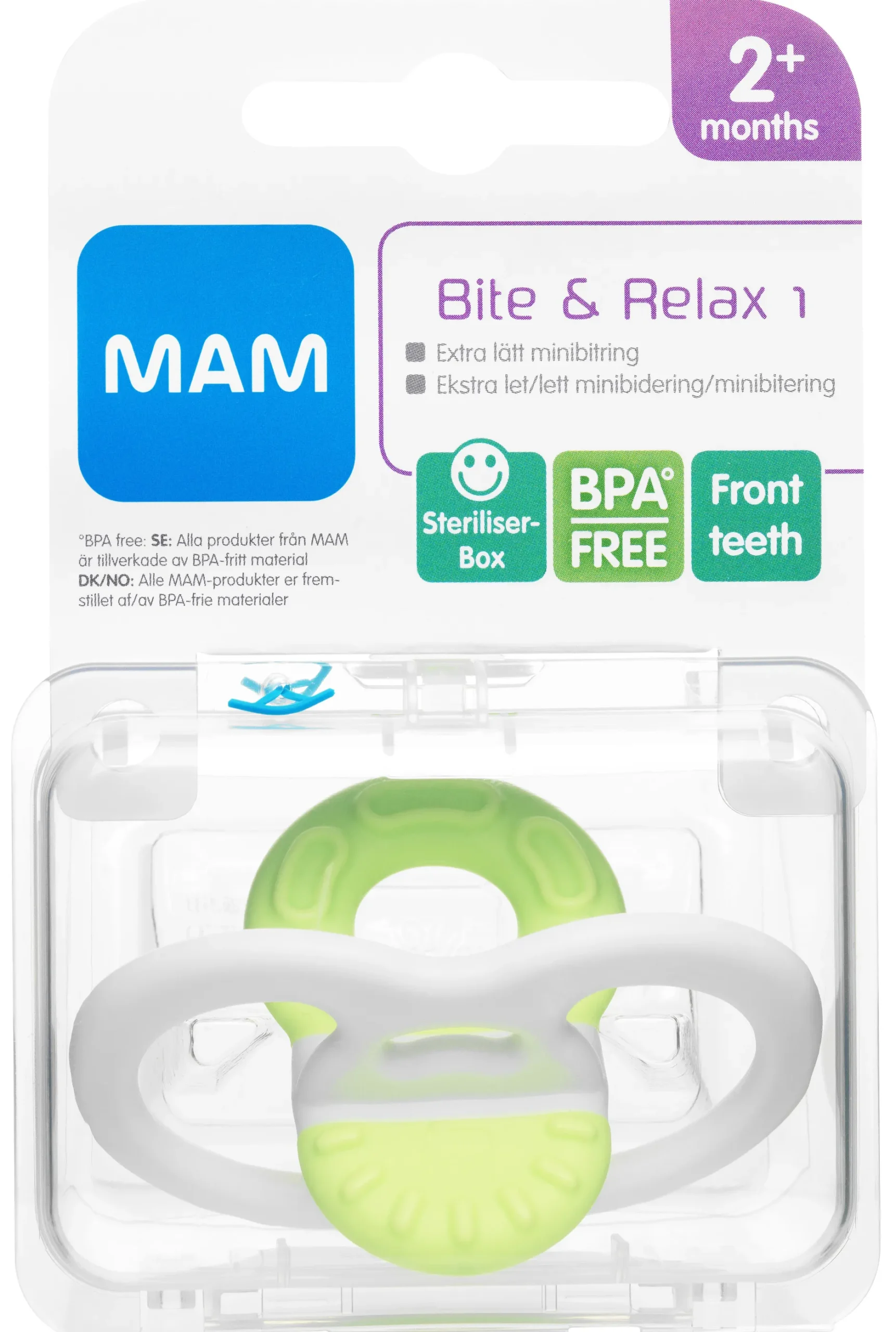 MAM Bite & Relax Phase 1 Minibitring 2+ Månader 1 st - Olika färger