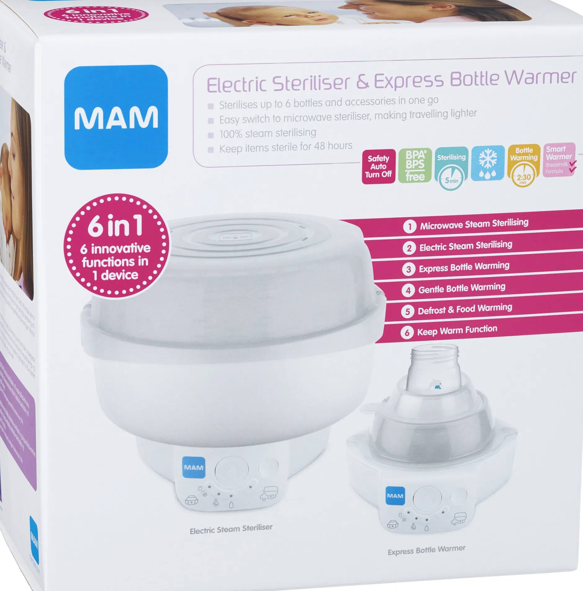 MAM 6 in 1 Steriliser & Bottle Warmer 1 set