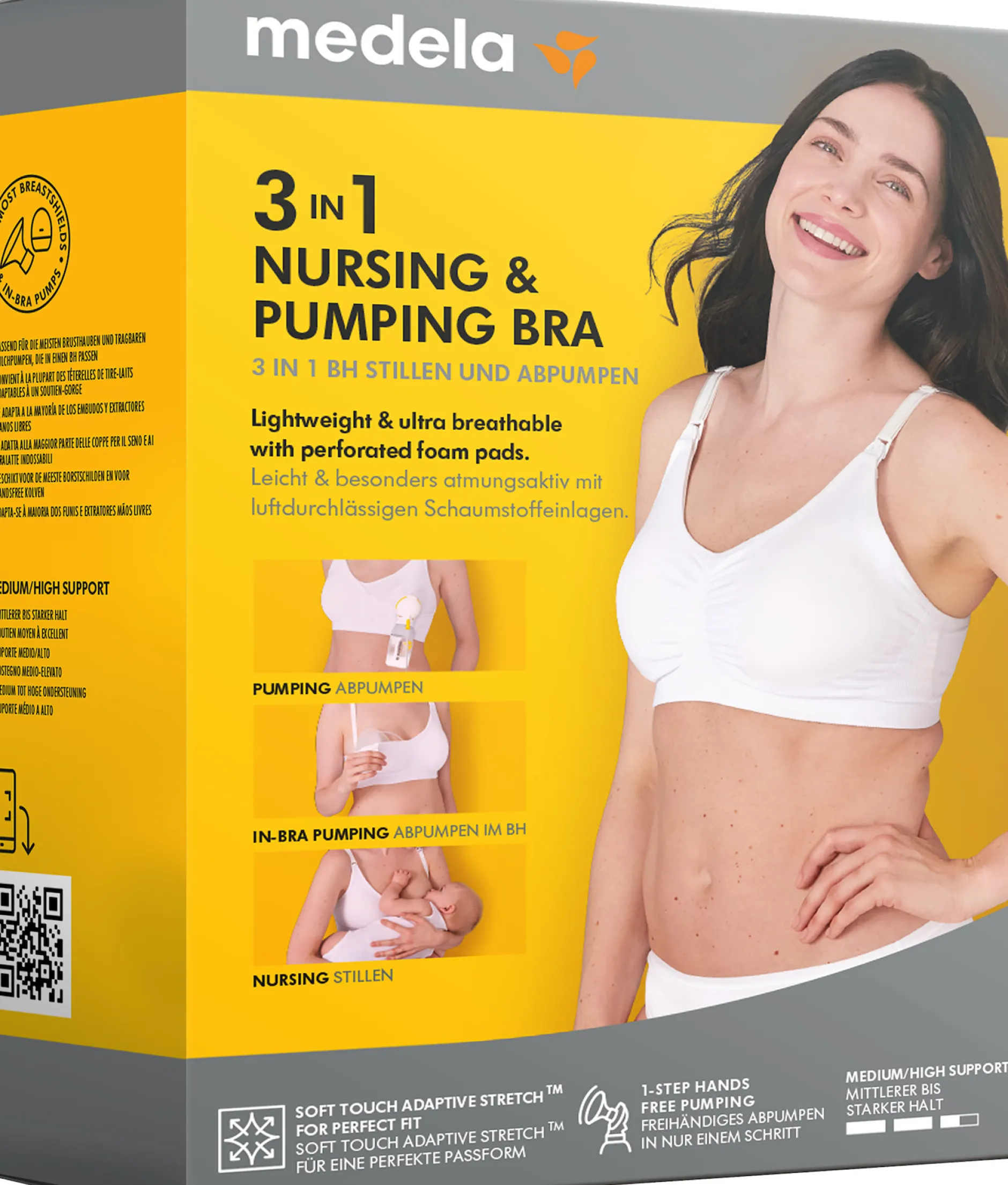 Medela 3-i-1 Amnings & Pumpnings-BH Vit Stl XL 1 st