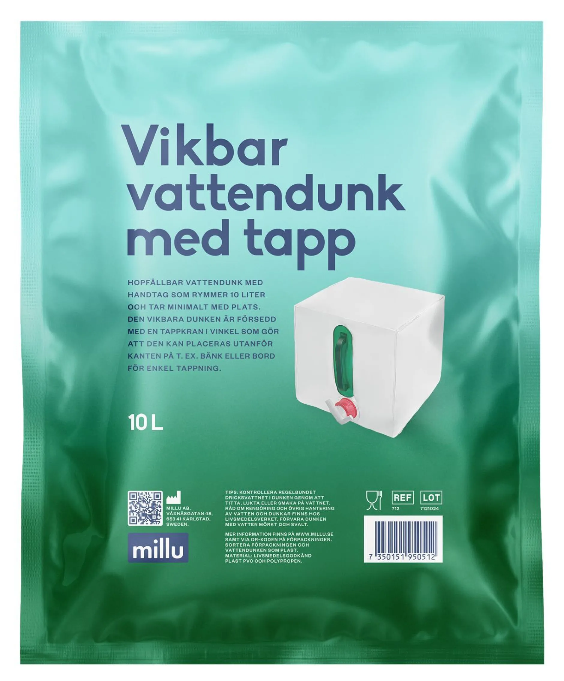 Millu Vikbar Vattendunk med tapp 10L 1st