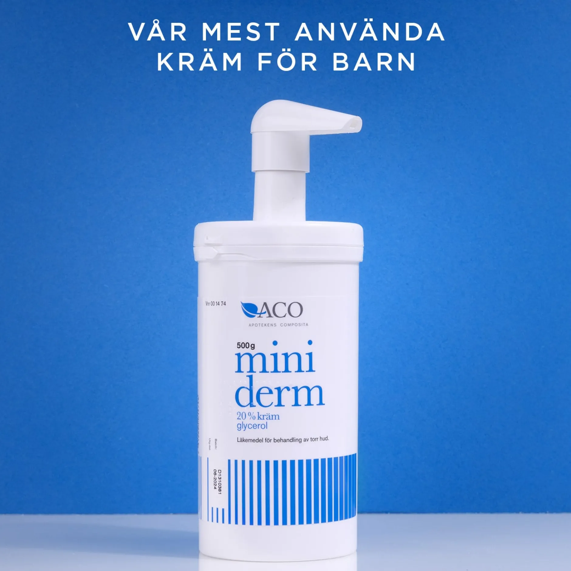 Miniderm Kräm 20% glycerol Torr Hud 500g