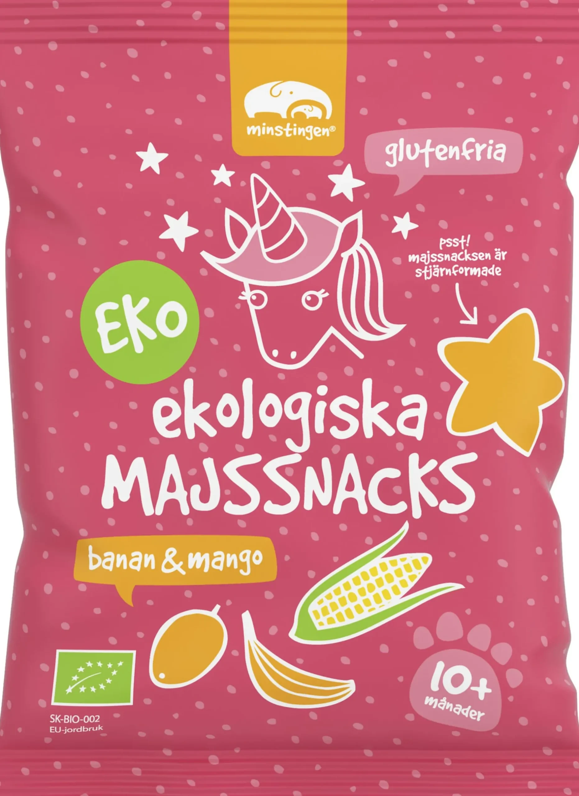 Minstingen Ekologiska Majssnacks Banan & Mango 20 g
