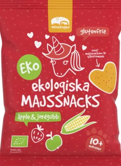 Minstingen Ekologiska Majssnacks Äpple & Jordgubb 20 g