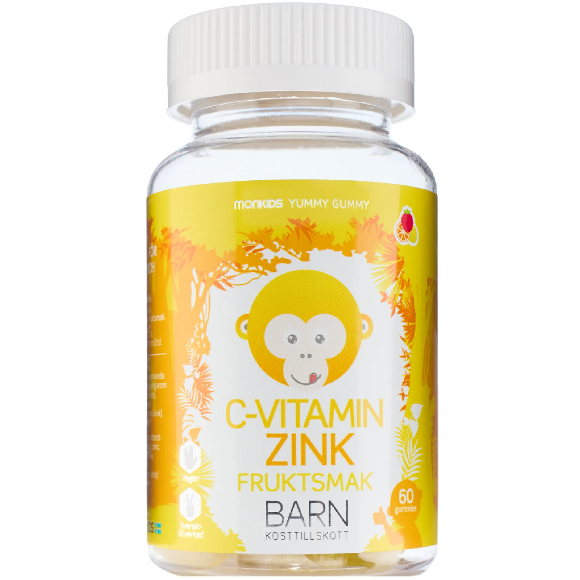 Monkids C-vitamin + Zink Barn Fruktsmak 60 tuggtabletter