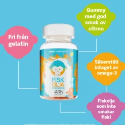 Monkids Fiskolja Barn Citron 60 tuggtabletter