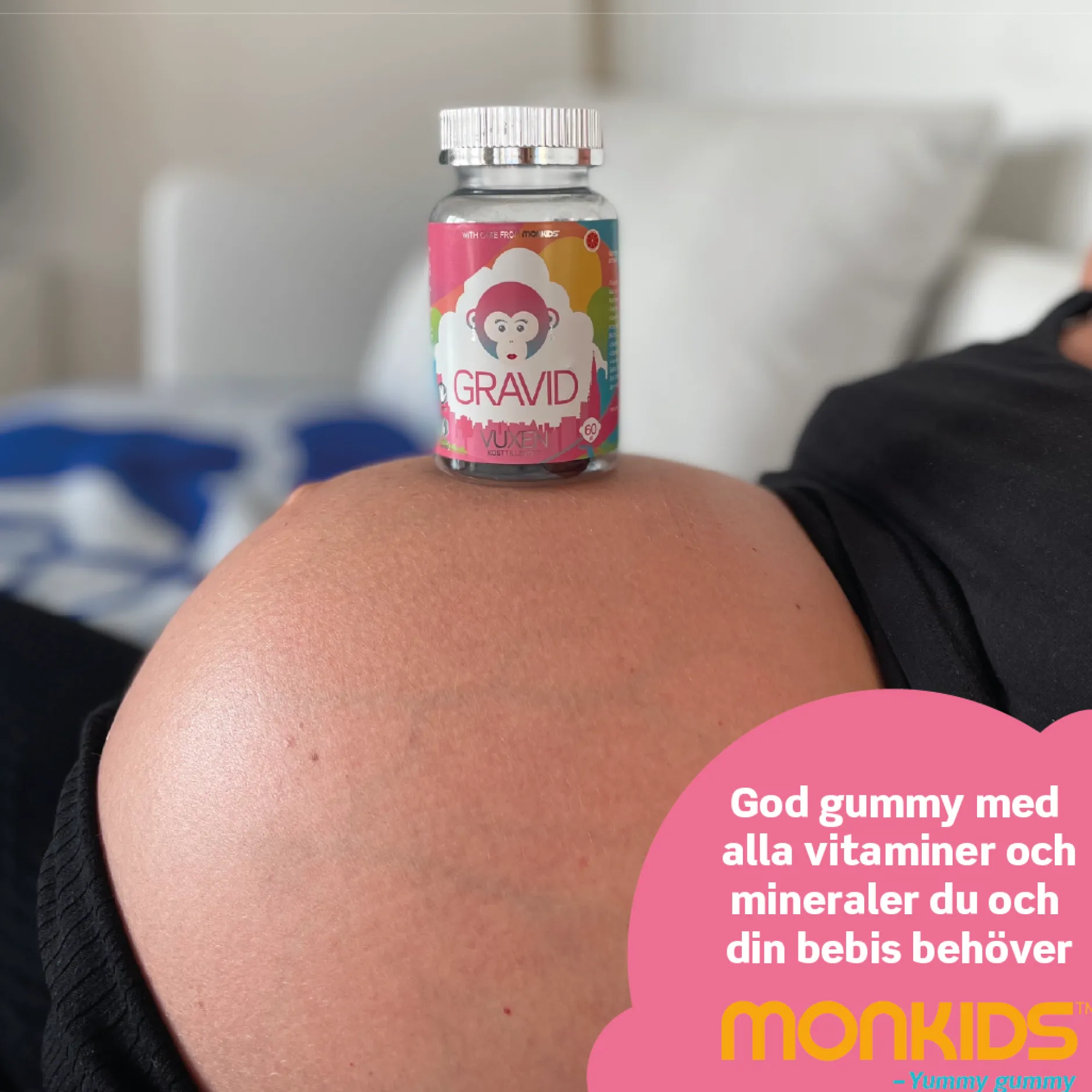 Monkids Gravid Blodapelsin 60 tuggtabletter