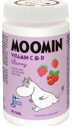 Moomin Vitamin C & D Röda Bär 90 Tabletter
