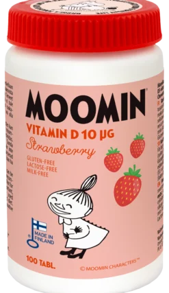 Moomin Vitamin D Tuggtablett Jordgubb 100 Tabletter