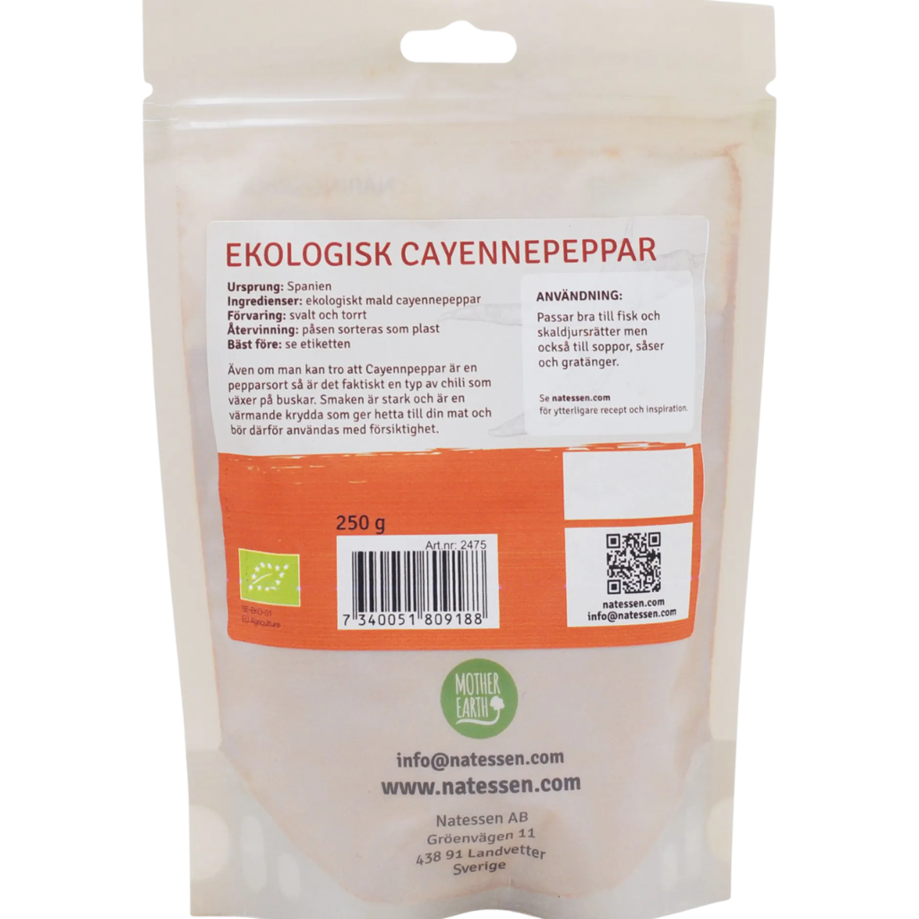 Mother Earth Cayennepeppar Mald EKO 250g