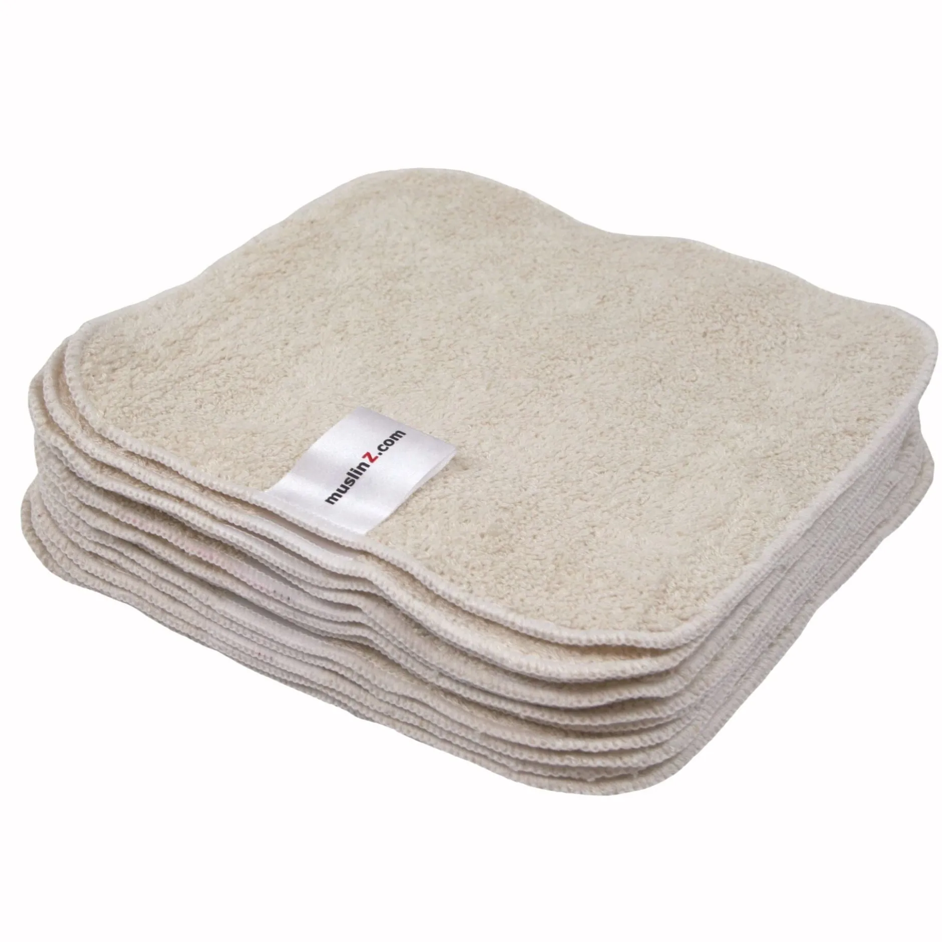 MuslinZ Bamboo Cotton Terry Wipes Unbleached 12-pack