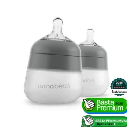 Nanobébé Flexy silikonflaska Anti-kolik 150 ml Grå 2st