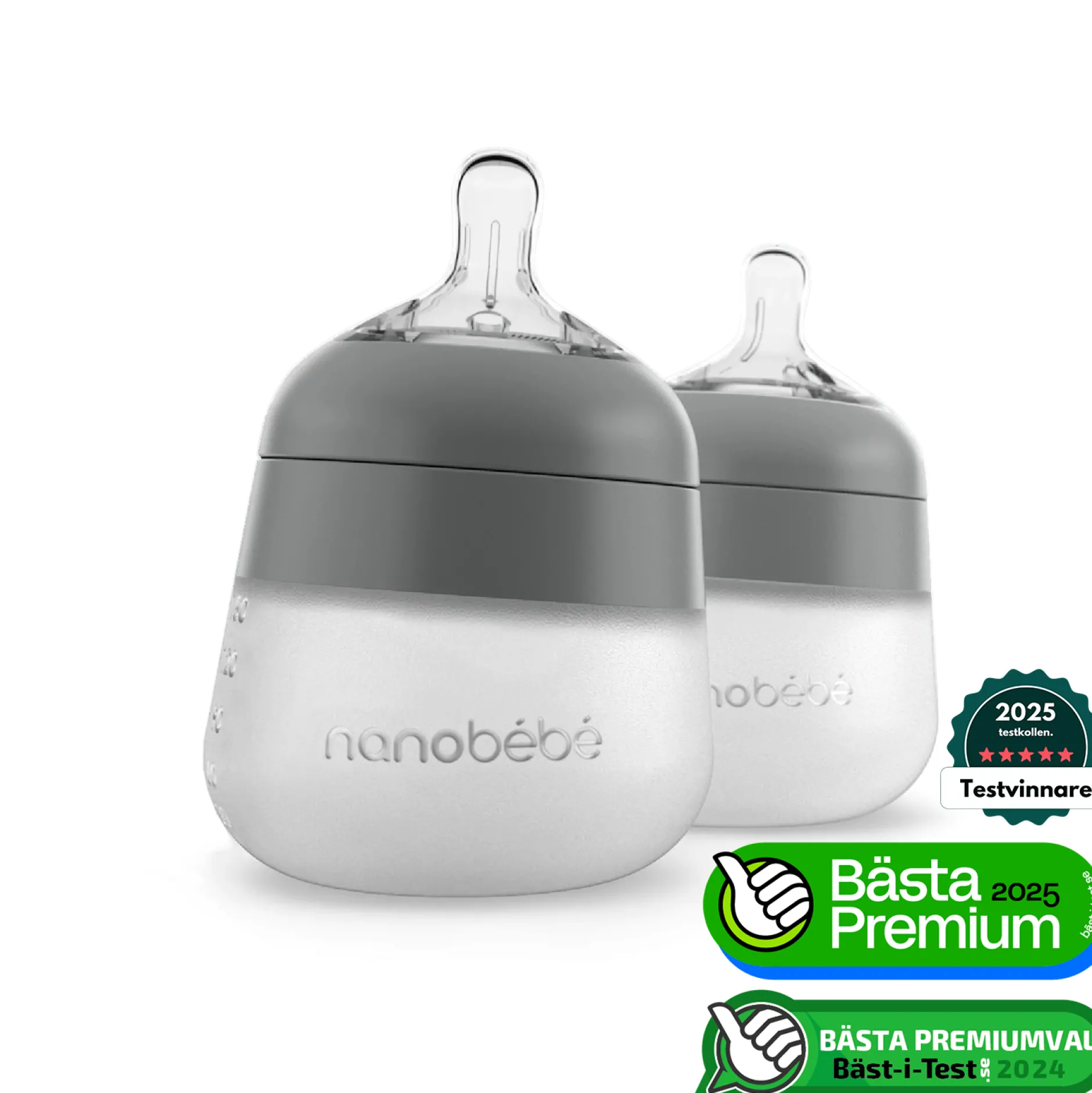 Nanobébé Flexy silikonflaska Anti-kolik 150 ml Grå 2st