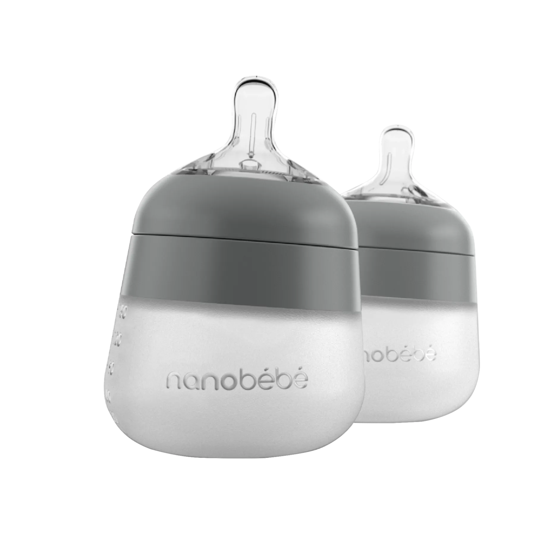 Nanobébé Flexy silikonflaska Anti-kolik 150 ml Grå 2st