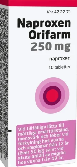 Naproxen Orifarm 250 mg Naproxen 10 tabletter